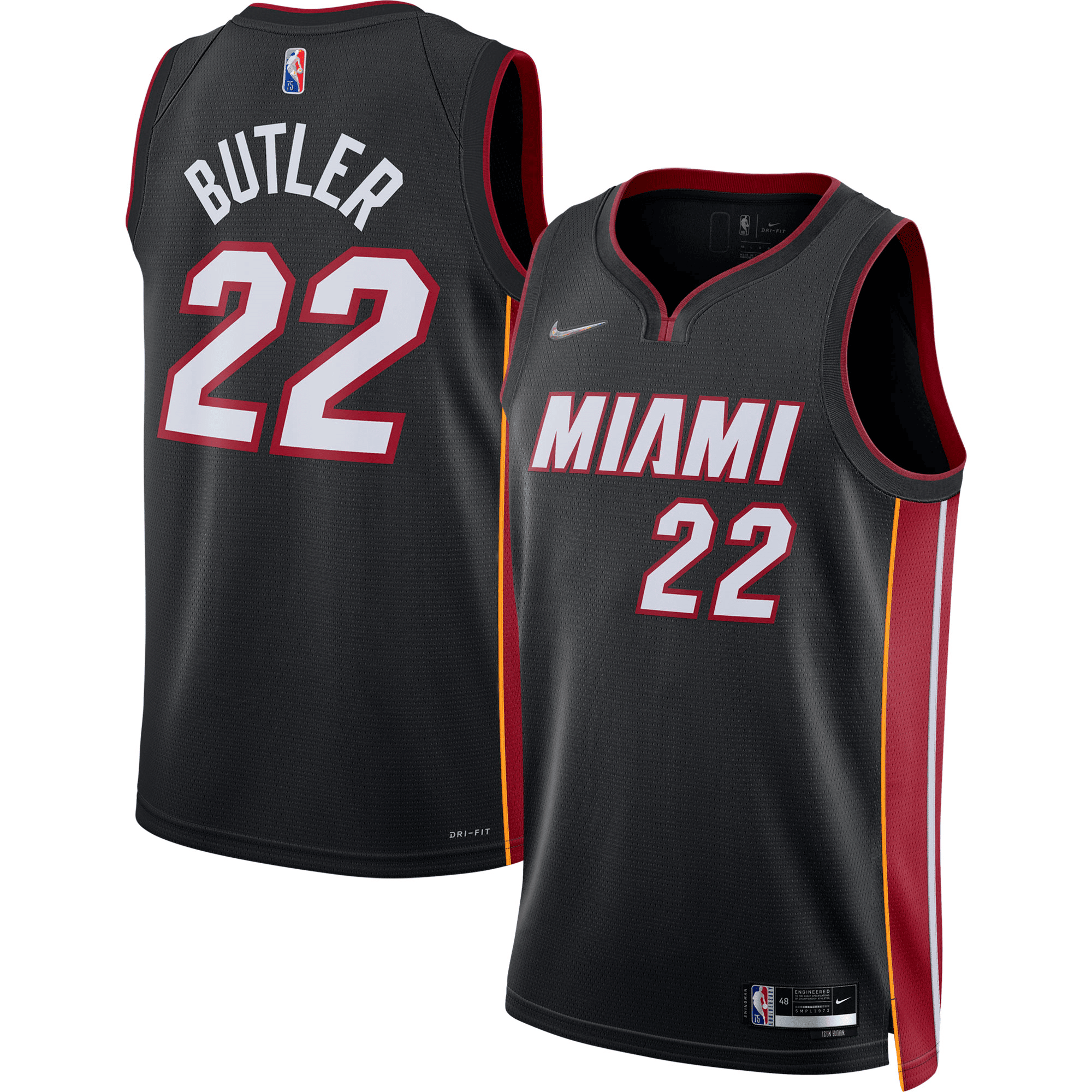 Jimmy Butler Miami Heat /22 Diamond Swingman Basketball Jersey - Icon Edition - Black Basketball Jersey - JS873 