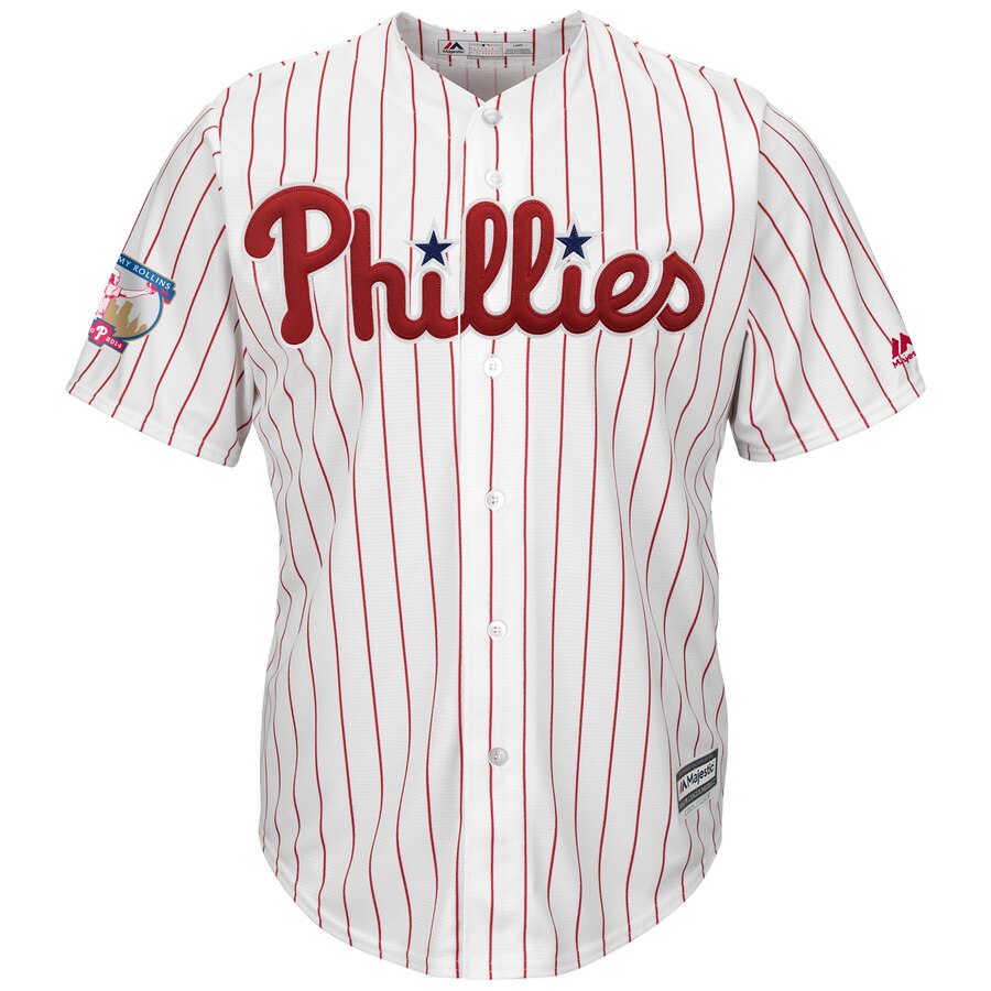 Alternative view of Jimmy Rollins Philadelphia Phillies Majestic Home Retirement Cool Base Player Baseball Jersey - White Red