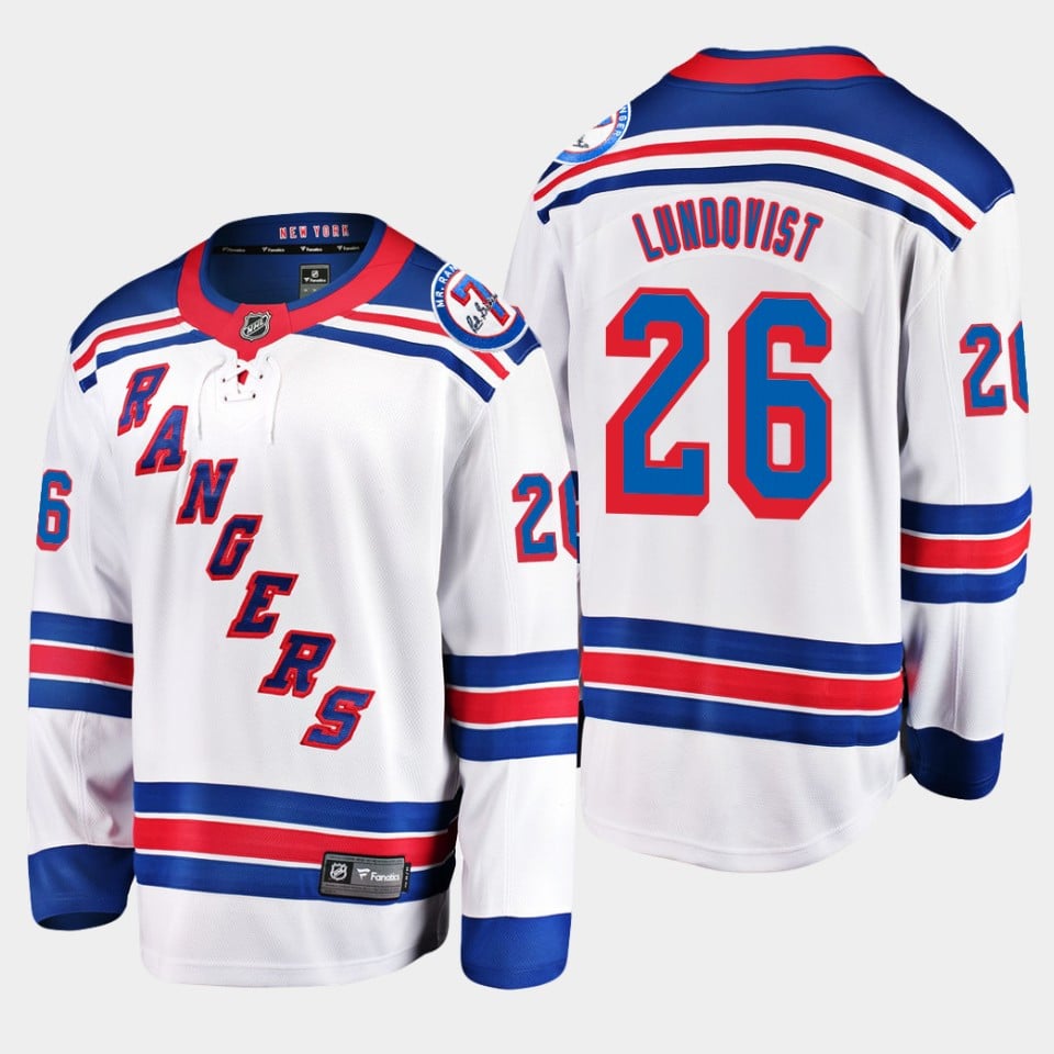 Alternative view of Jimmy Vesey 26 New York Rangers Away Breakaway Men Hockey Jersey - White - JS239 