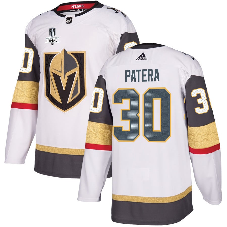 Jiri Patera 30 Vegas Golden Knights Stanley Cup 2023 Final Patch Away Breakaway Men Hockey Jersey - White - JS320 