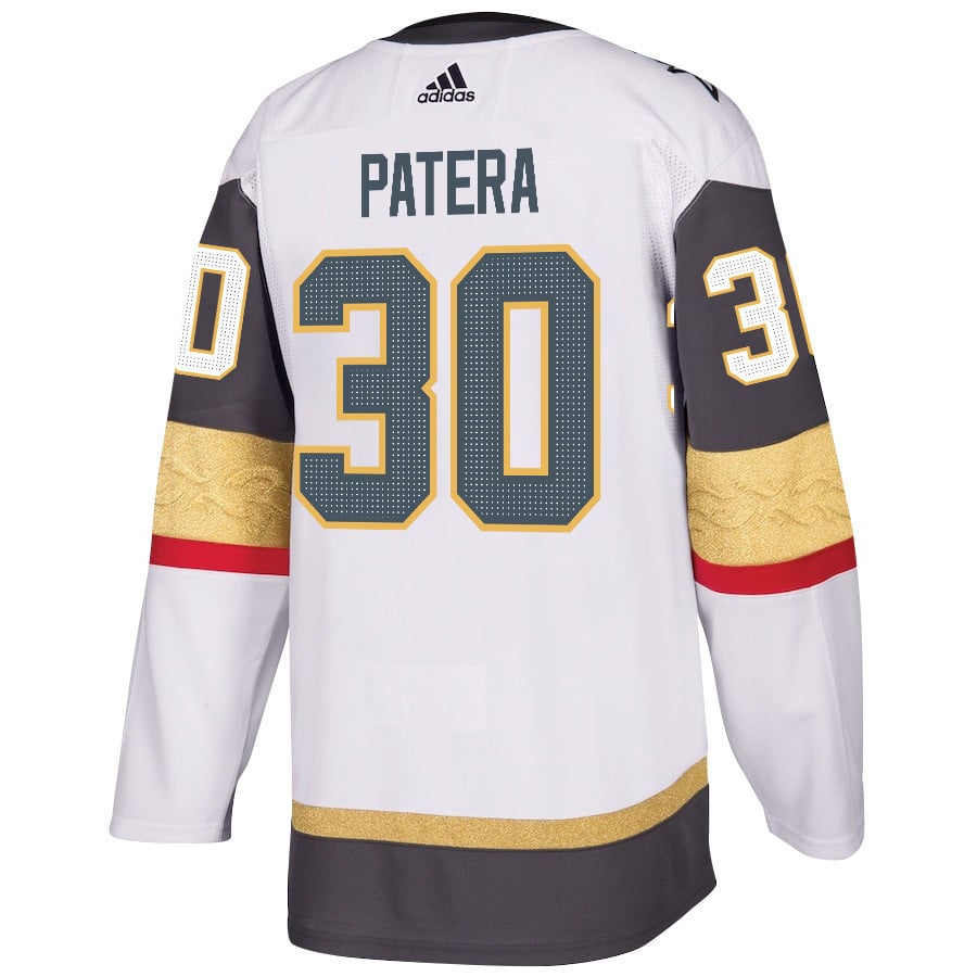 Alternative view of Jiri Patera 30 Vegas Golden Knights Stanley Cup 2023 Final Patch Away Breakaway Men Hockey Jersey - White - JS320 