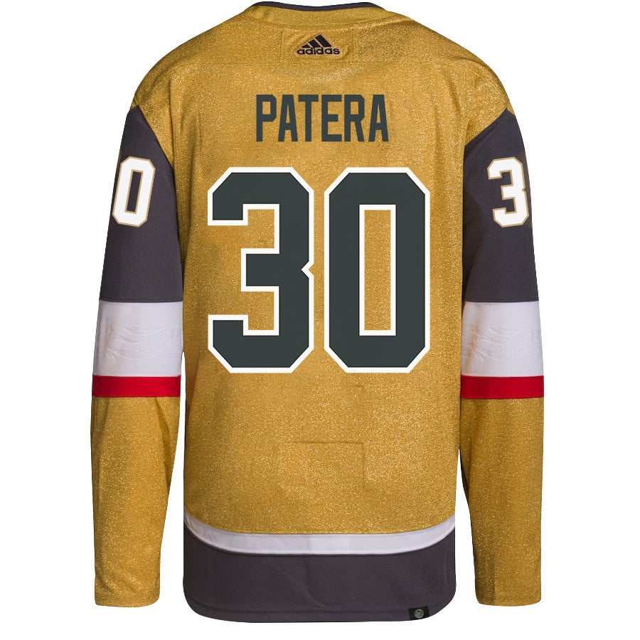 Alternative view of Jiri Patera 30 Vegas Golden Knights Stanley Cup 2023 Final Patch Home Breakaway Men Hockey Jersey - Gold - JS228 