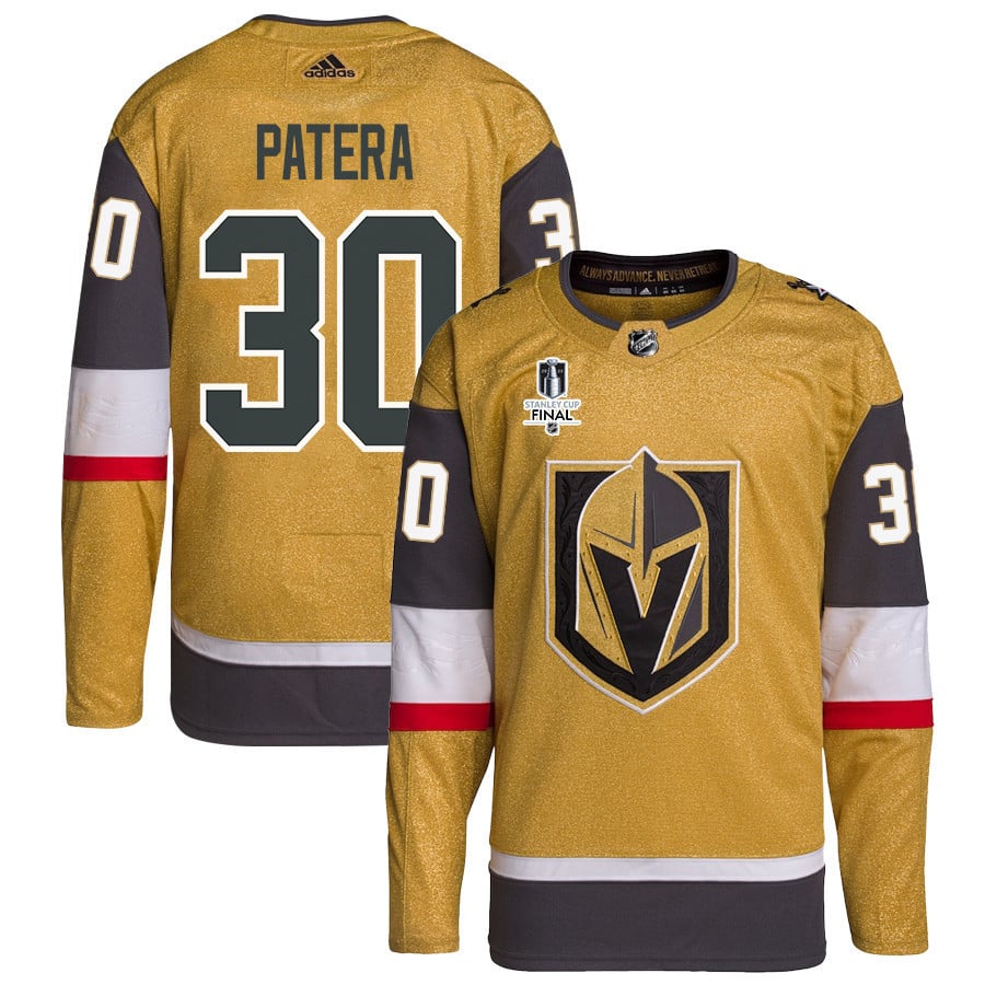 Jiri Patera 30 Vegas Golden Knights Stanley Cup 2023 Final Patch Home Breakaway Men Hockey Jersey - Gold - JS228 