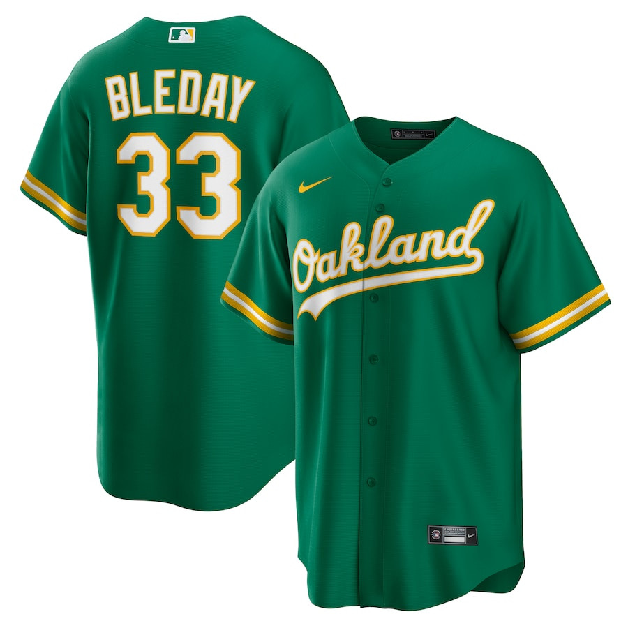 JJ Bleday 33 Oakland Athletics Alternate Team Men Baseball Jersey - Kelly Green 
