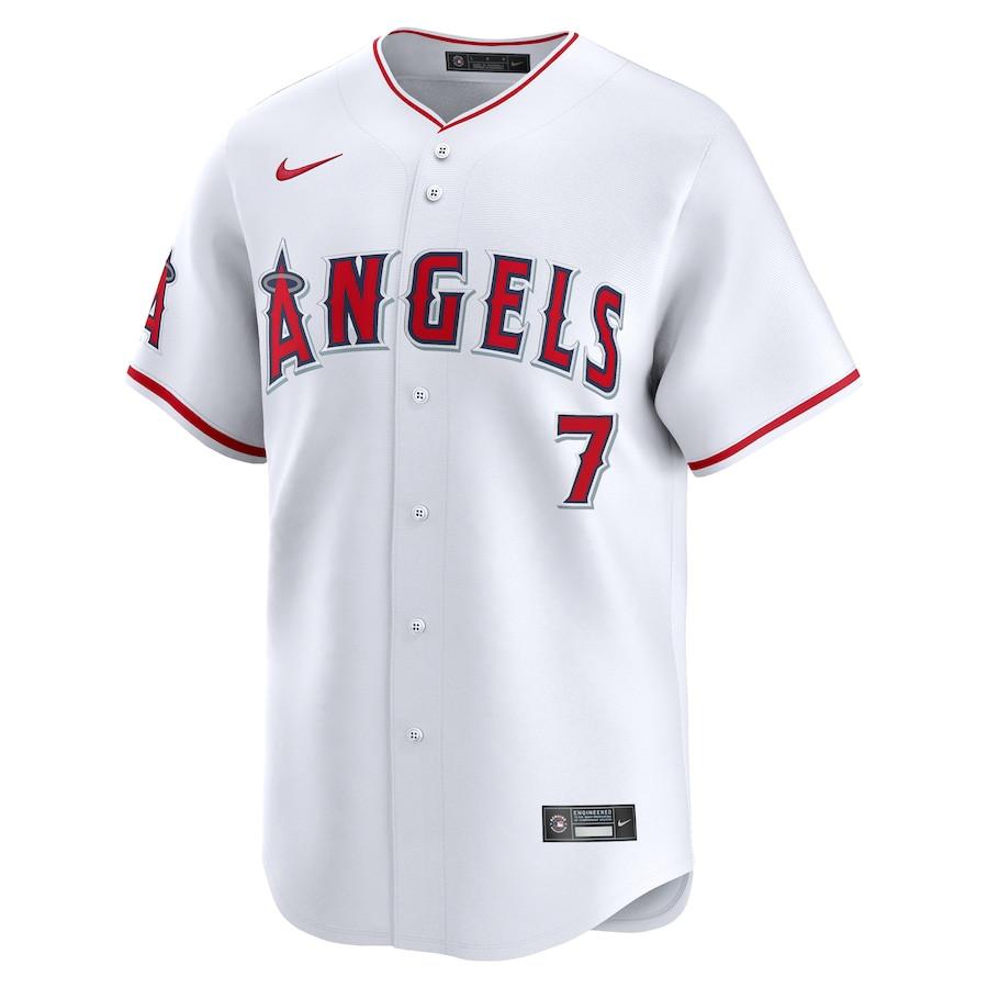 Alternative view of Jo Adell 7 Los Angeles Angels Home Limited Men Baseball Jersey - White 