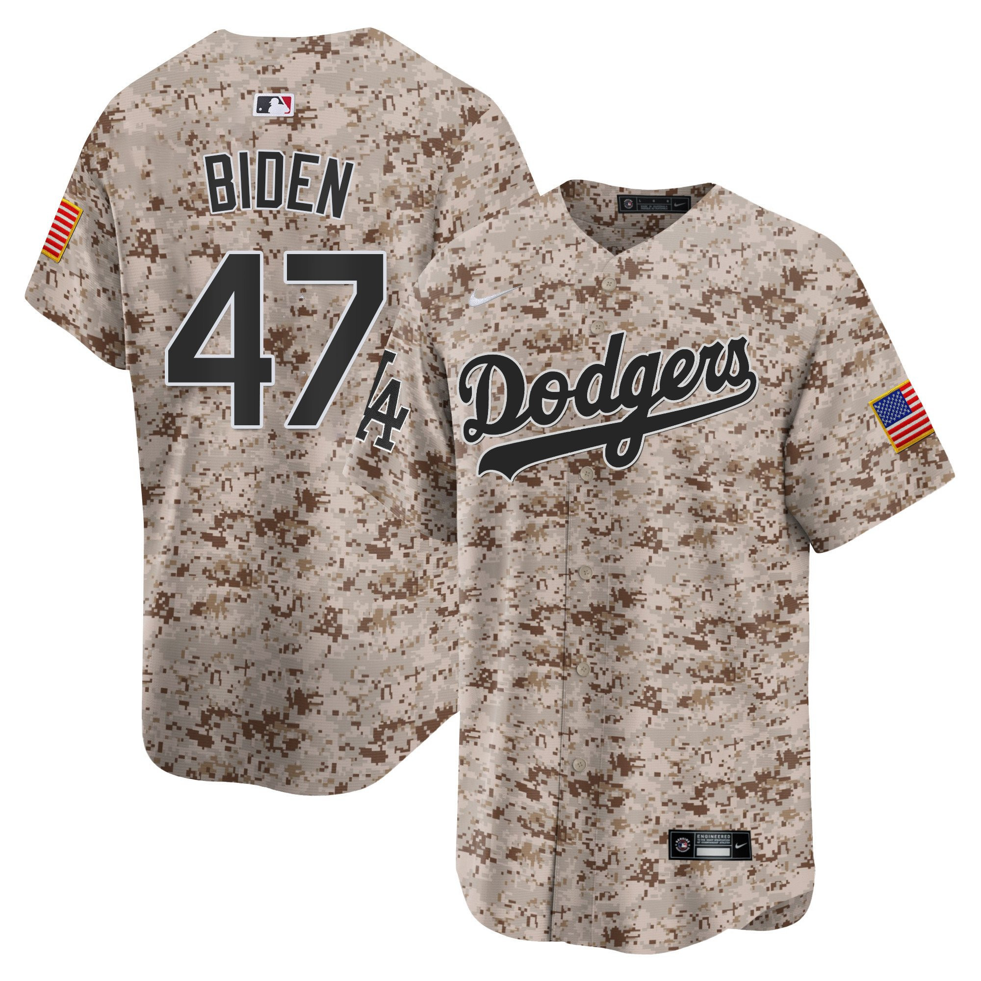 Joe Biden 47 Los Angeles Dodgers USMC Alternate Limited Men Baseball Jersey - Desert 