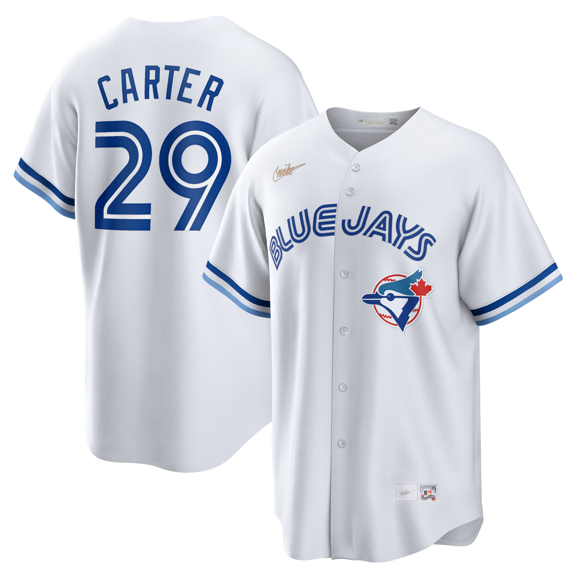 Alternative view of Joe Carter Toronto Blue Jays Home Cooperstown Collection Player Baseball Jersey – White