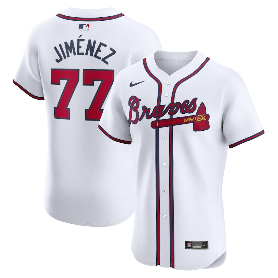 Joe Jimenez 77 Atlanta Braves Home Elite Player Men Baseball Jersey - White - JS540