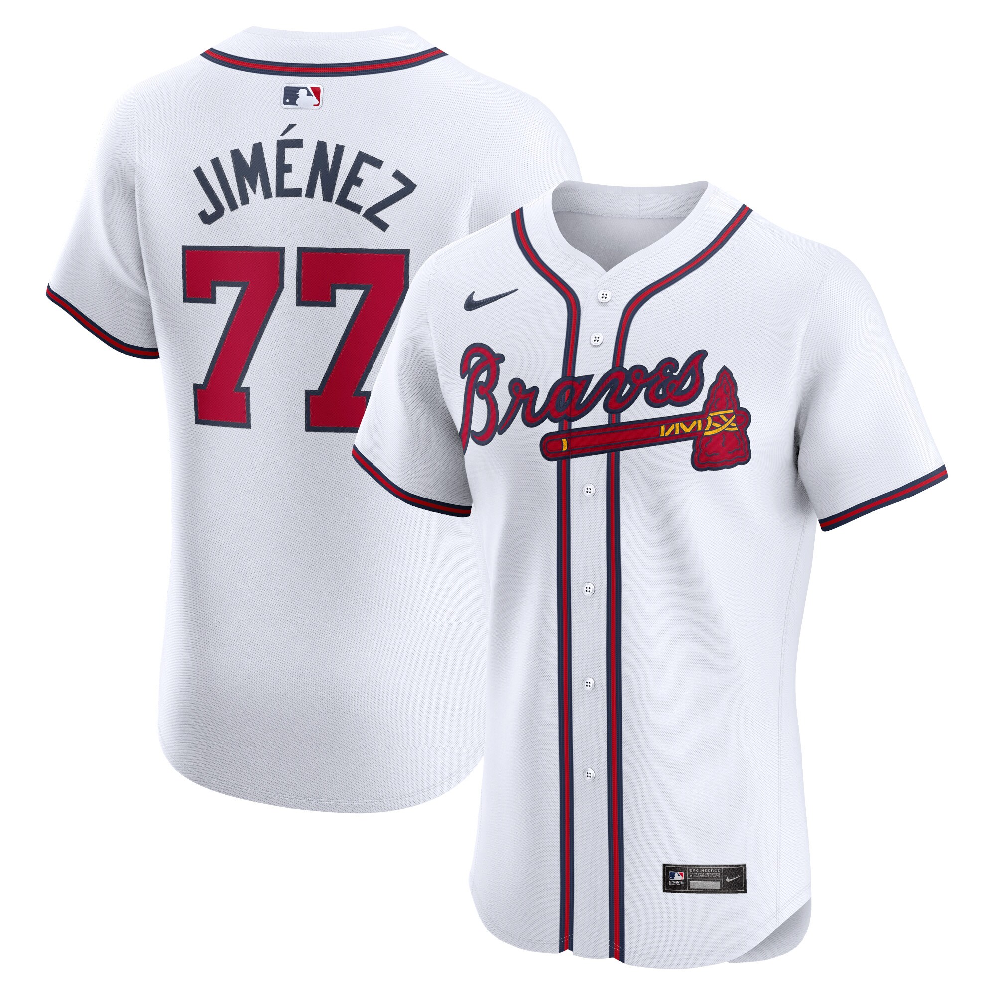 Joe Jimenez Atlanta Braves Home Elite Player Baseball Jersey - White