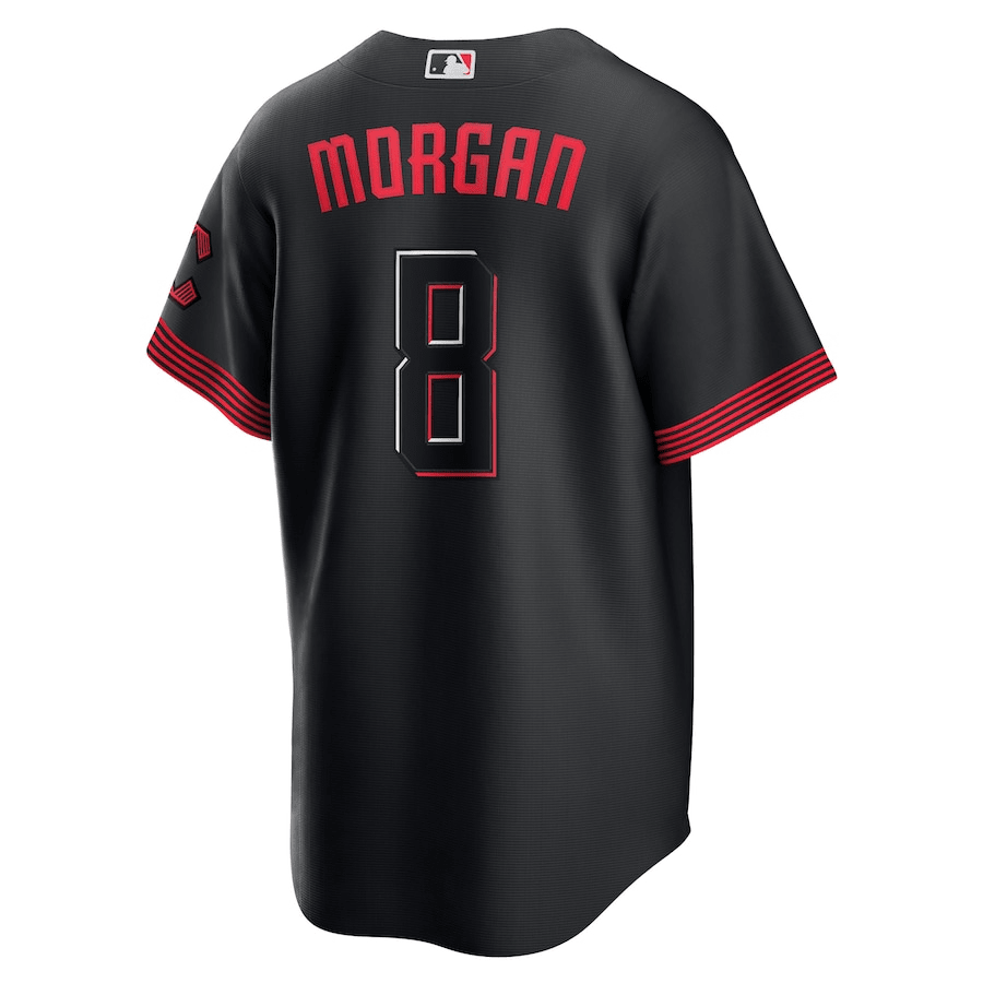 Alternative view of Joe Morgan 8 Cincinnati Reds 2023 City Connect Men Jersey - Black