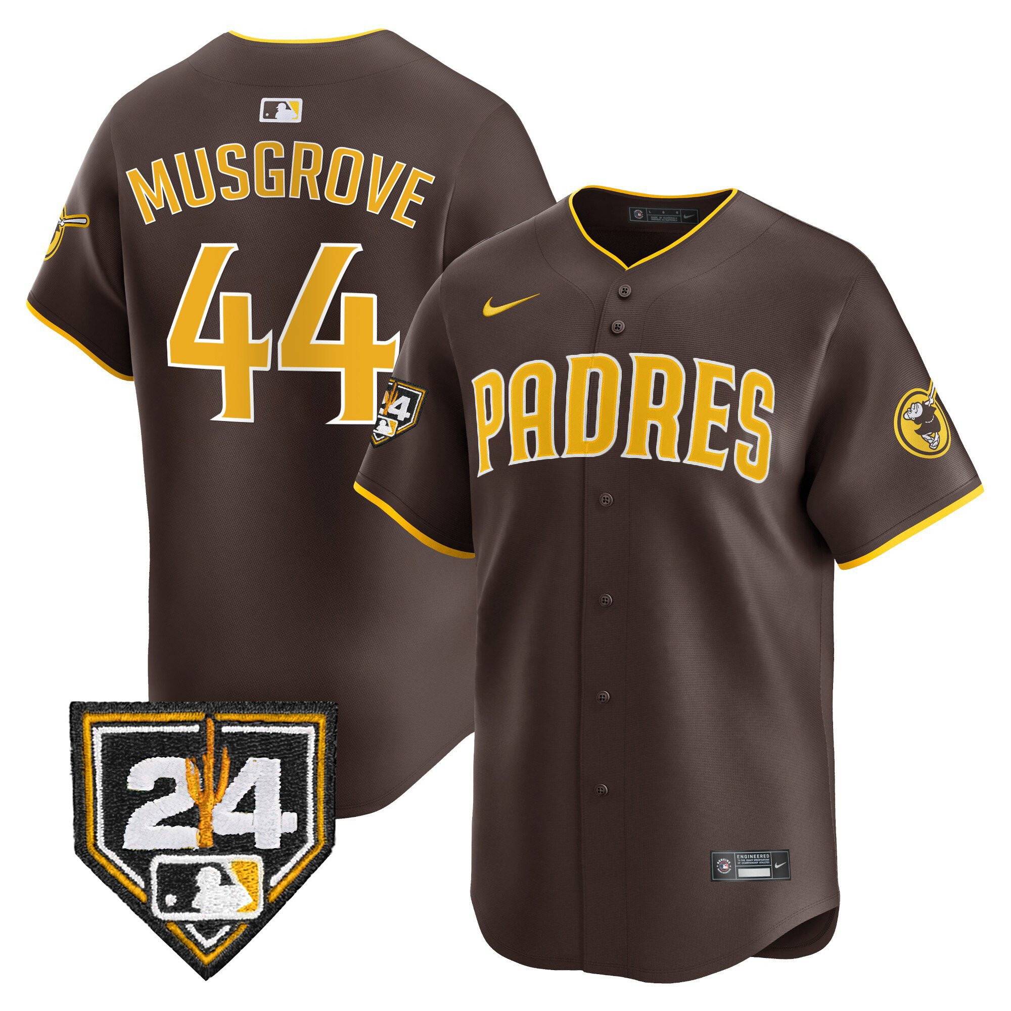 Joe Musgrove 44 San Diego Padres 2024 Spring Training Men Baseball Jersey - Brown 