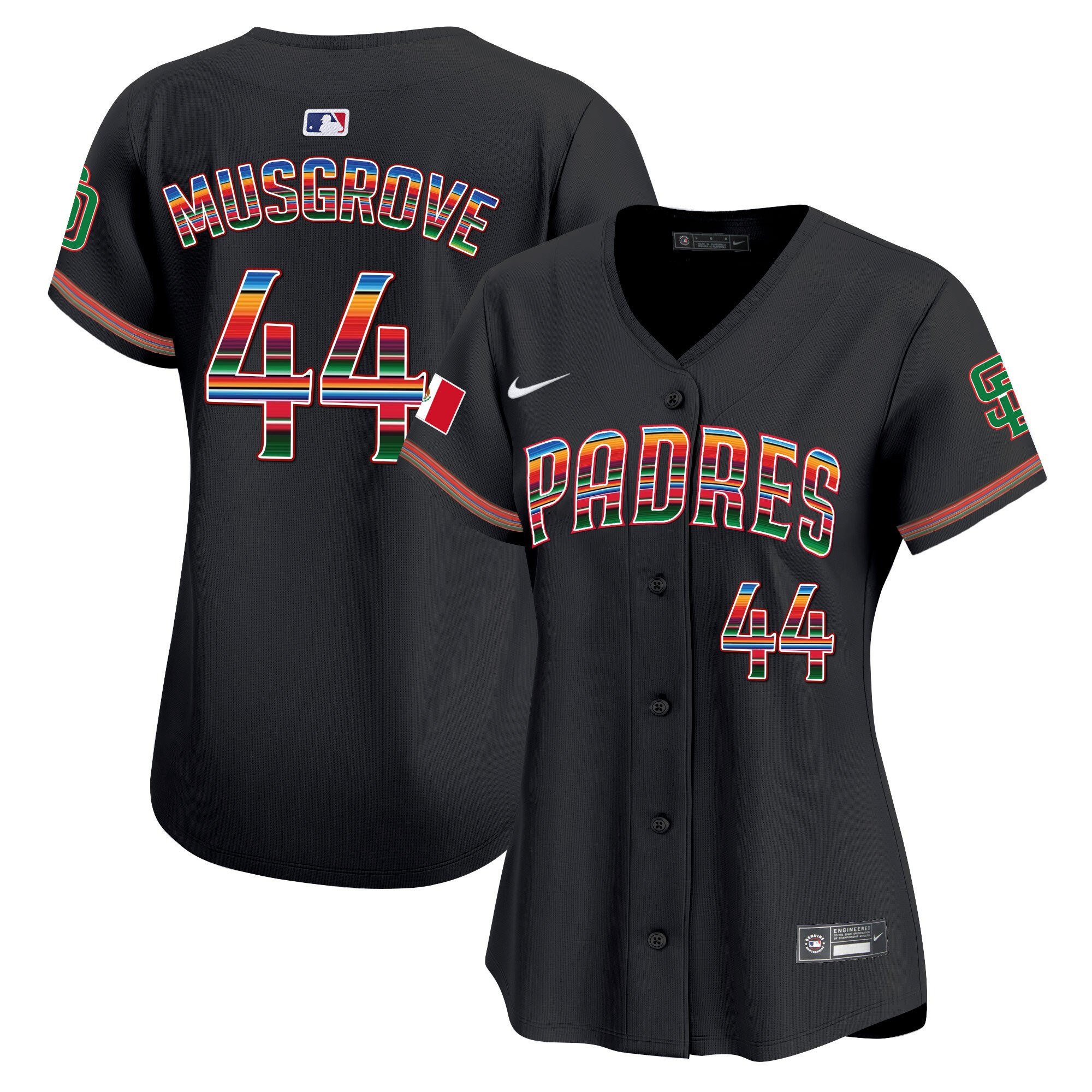 Joe Musgrove 44 San Diego Padres Mexico Women Baseball Jersey - Black 