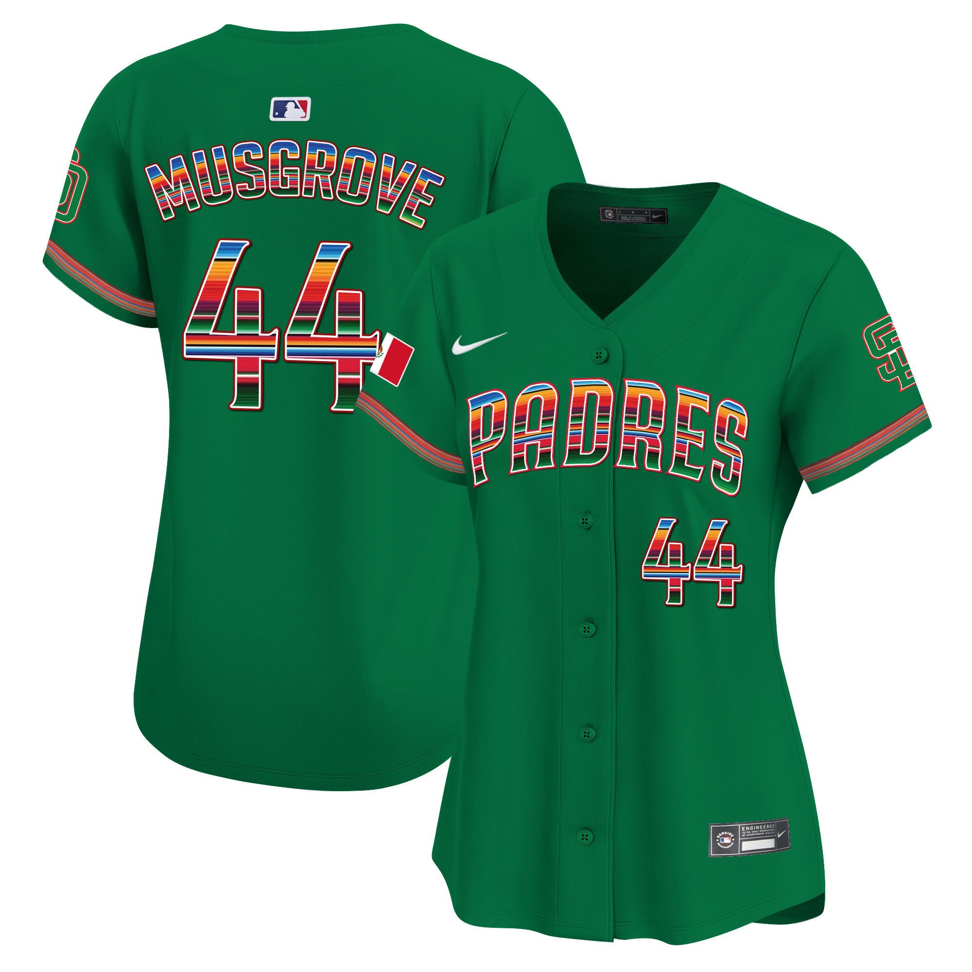 Joe Musgrove 44 San Diego Padres Mexico Women Baseball Jersey - Green 