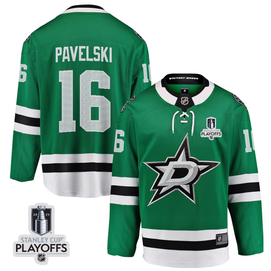 Joe Pavelski 16 Dallas Stars 2024 NHL Playoffs Patch Home Hockey Jersey - Men, Green - JS290 