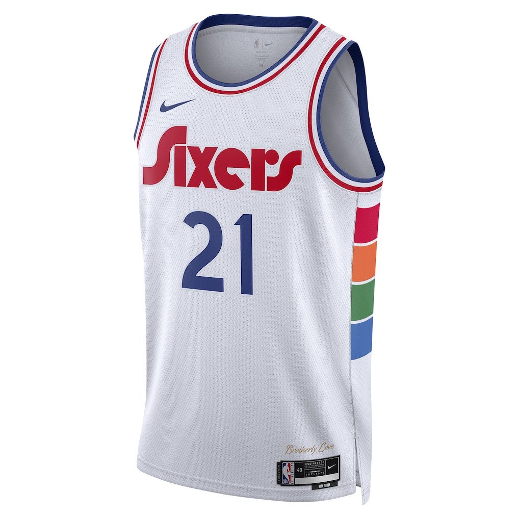 Alternative view of Joel Embiid 21 Philadelphia 76ers Unisex 2024/25 Swingman Player Basketball Jersey - City Edition - White - JS618 