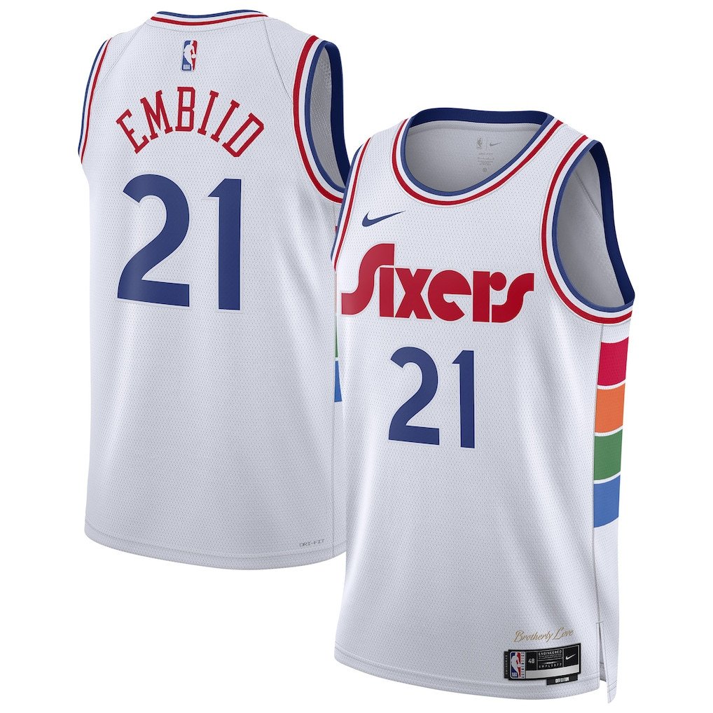 Joel Embiid 21 Philadelphia 76ers Unisex 2024/25 Swingman Player Basketball Jersey - City Edition - White - JS618 