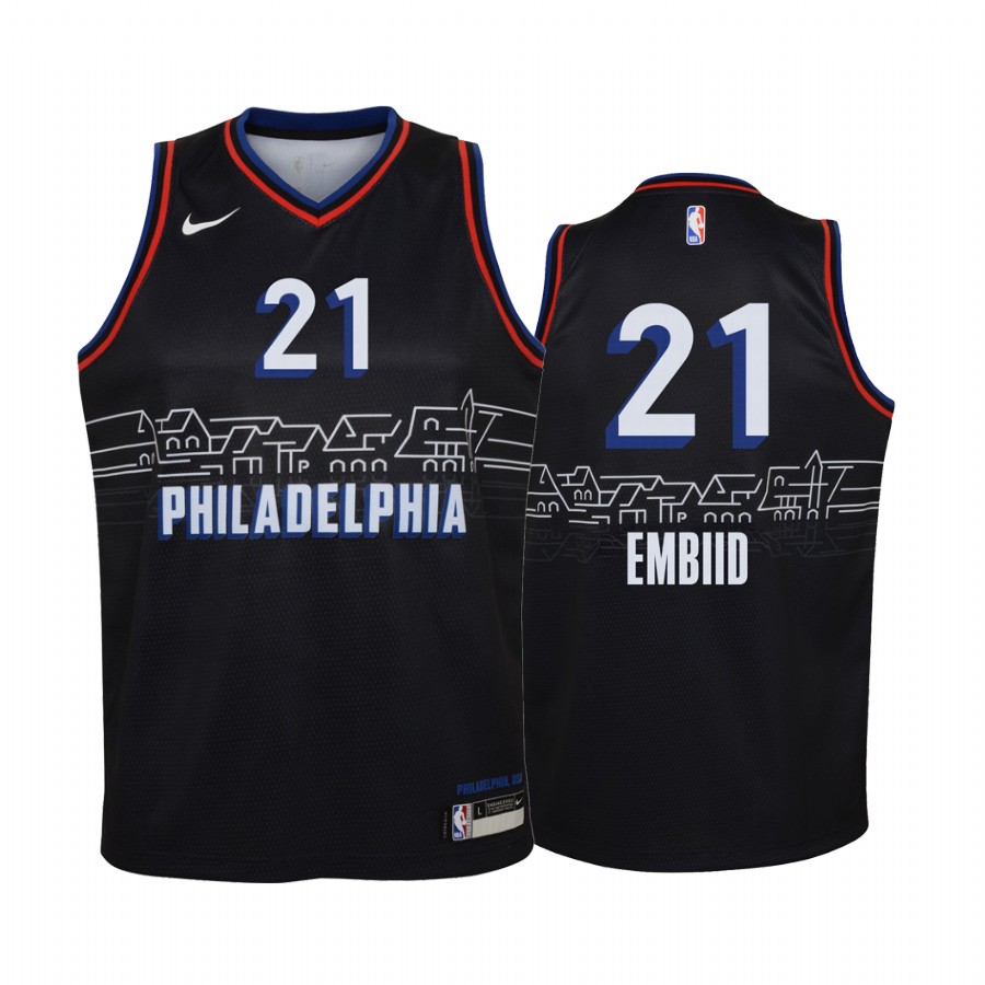 Joel Embiid Philadelphia 76ers 2020-21 City Edition Youth Basketball Jersey - Black