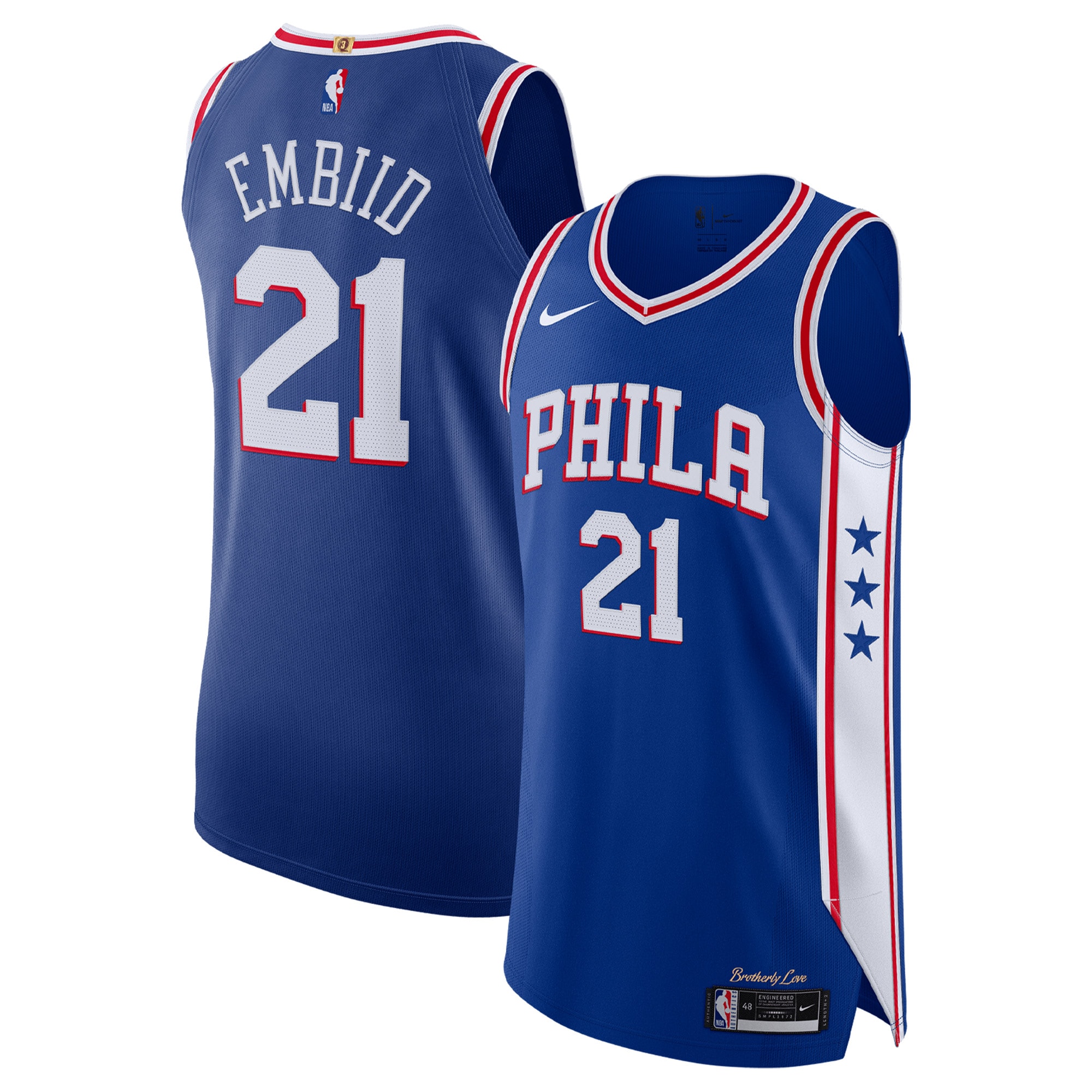 Joel Embiid Philadelphia 76ers 2020/21 Authentic Player Basketball Jersey Royal - Icon Edition