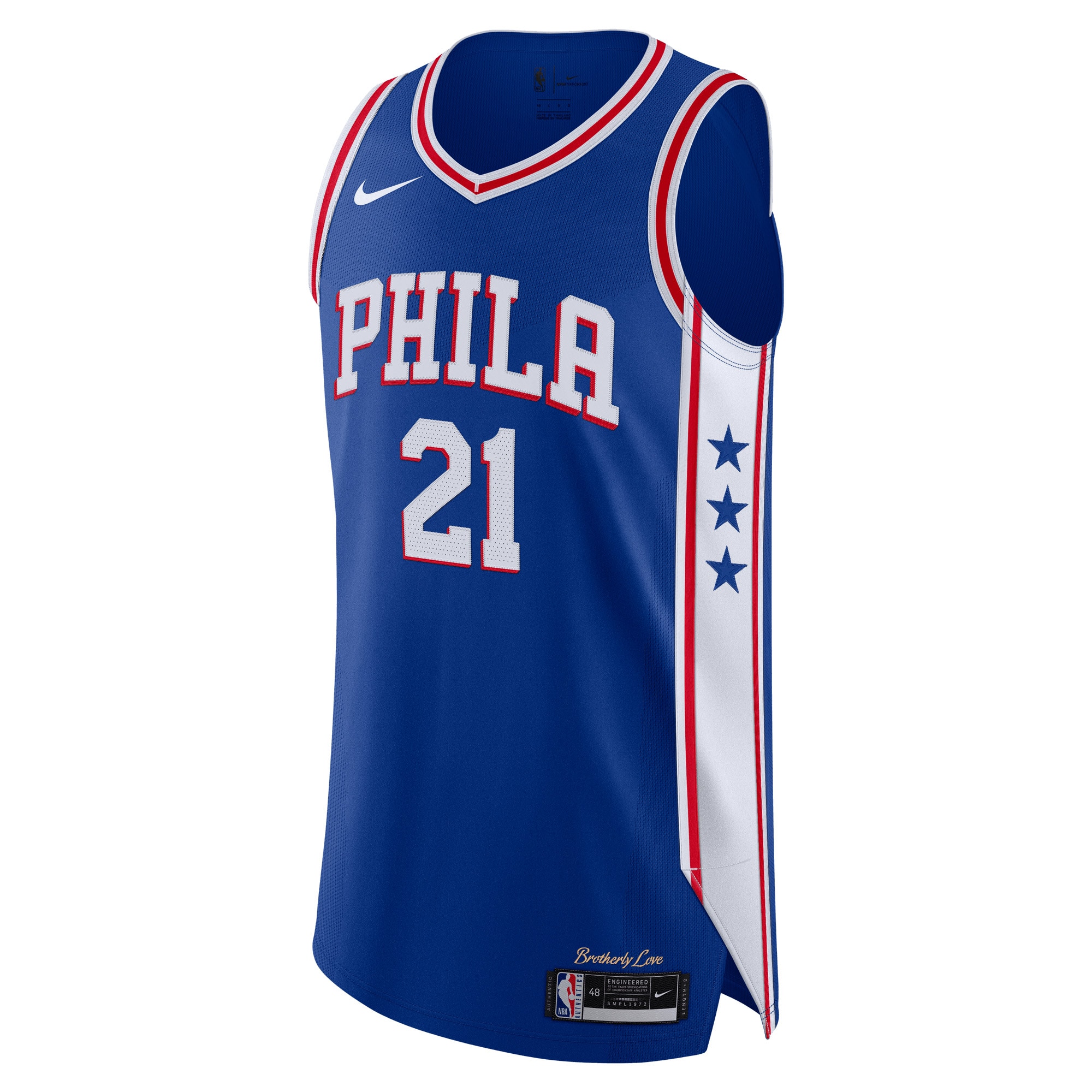 Alternative view of Joel Embiid Philadelphia 76ers 2020/21 Authentic Player Basketball Jersey Royal - Icon Edition
