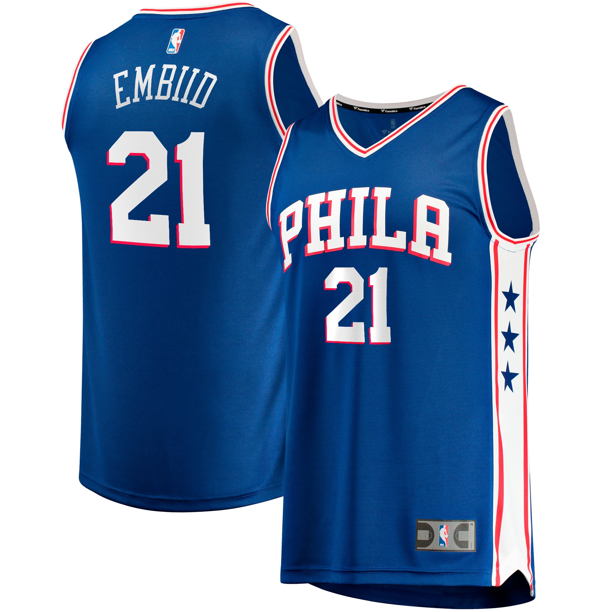 Alternative view of Joel Embiid Philadelphia 76ers Fanatics Branded Big & Tall Fast Break Player Basketball Jersey - Royal - Icon Edition