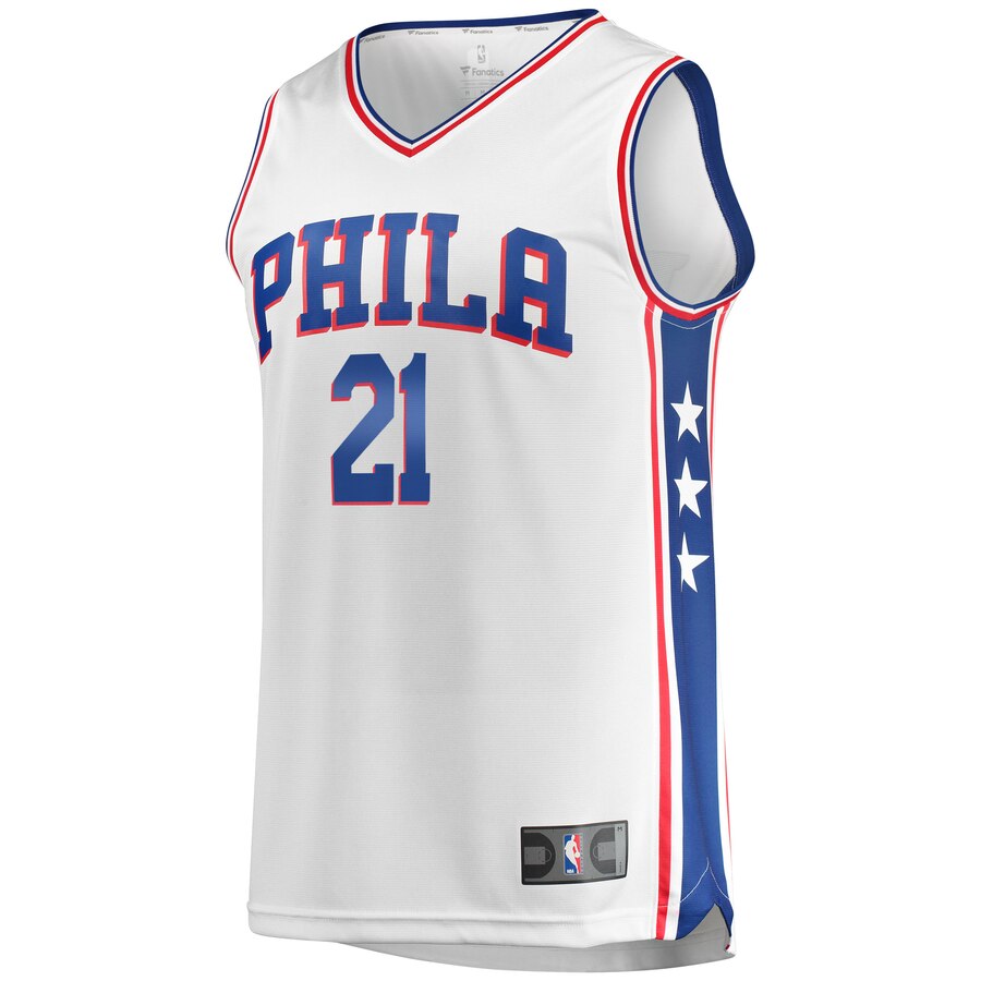 Alternative view of Joel Embiid Philadelphia 76ers Fanatics Branded Fast Break Replica Basketball Jersey White - Association Edition