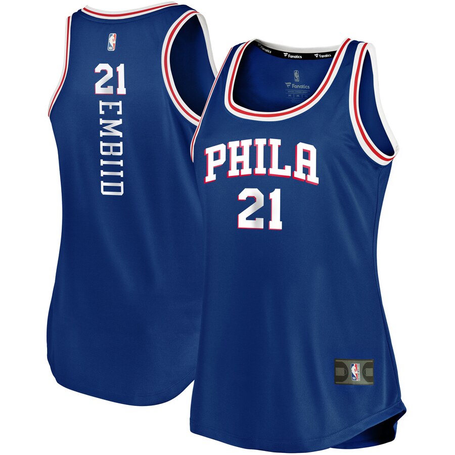 Joel Embiid Philadelphia 76ers Fanatics Branded Women's Fast Break Team Tank Basketball Jersey - Icon Edition - Royal