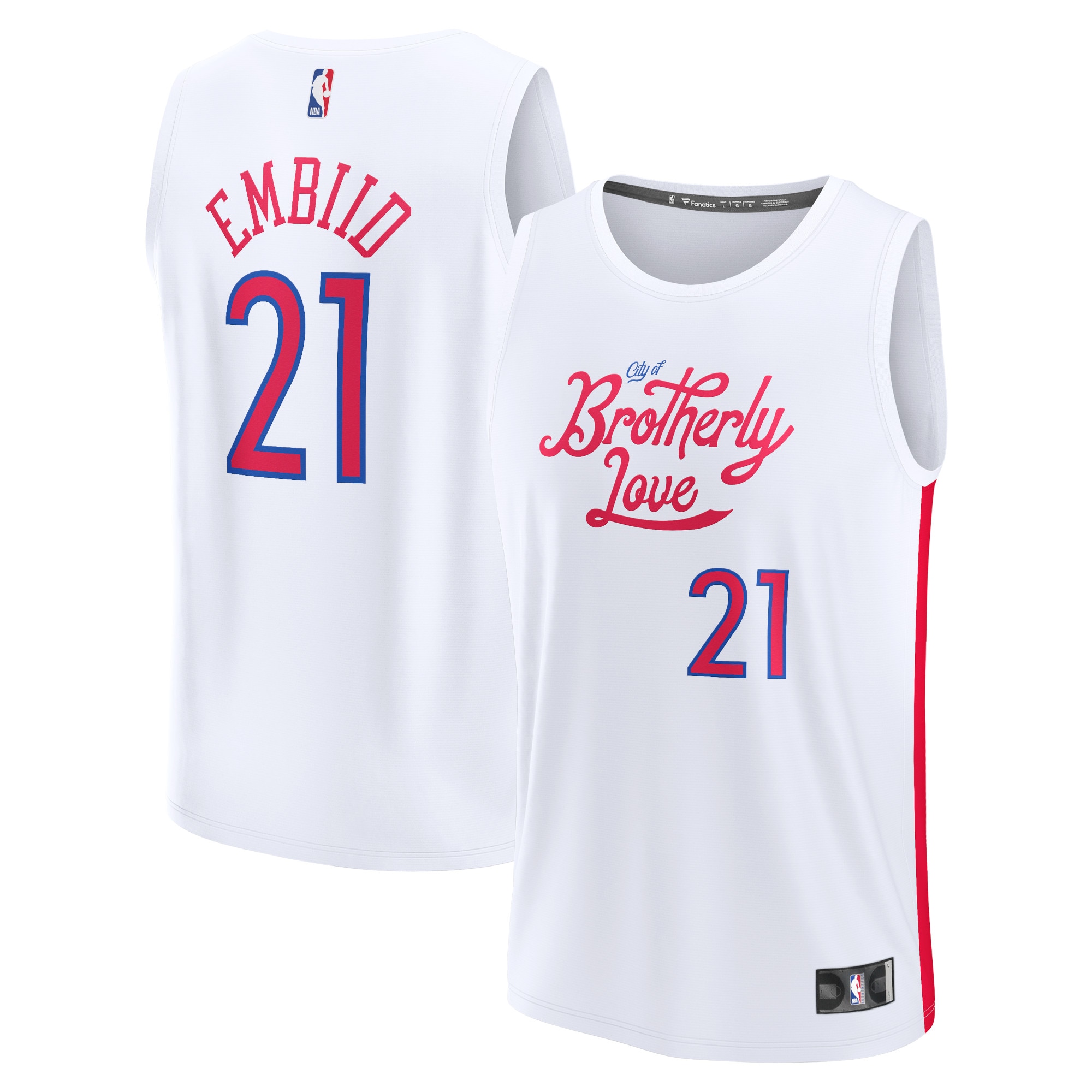 Alternative view of Joel Embiid Philadelphia 76ers Fanatics Branded Youth 2022/23 Fastbreak Basketball Jersey - City Edition - White