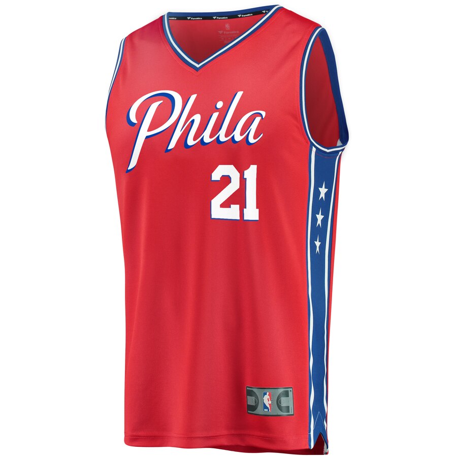 Alternative view of Joel Embiid Philadelphia 76ers Fanatics Branded Youth Fast Break Replica Player Team Basketball Jersey - Statement Edition - Red