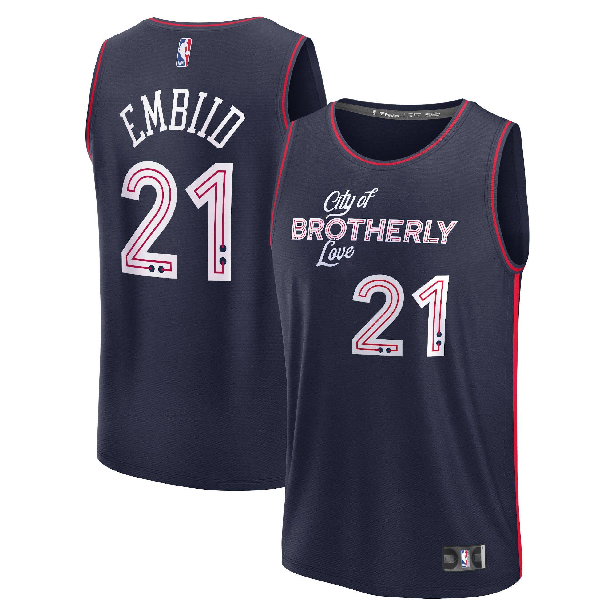 Joel Embiid Philadelphia 76ers Fanatics Fast Break Basketball Jersey - Navy - City Edition