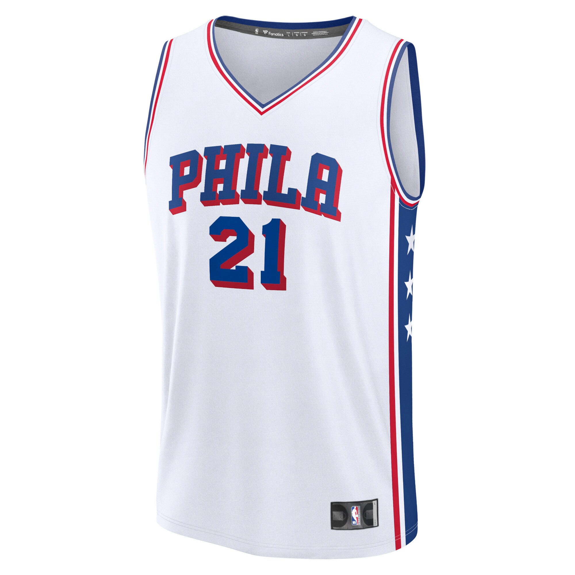 Alternative view of Joel Embiid Philadelphia 76ers Fanatics Fast Break Replica Basketball Jersey - Association Edition - White