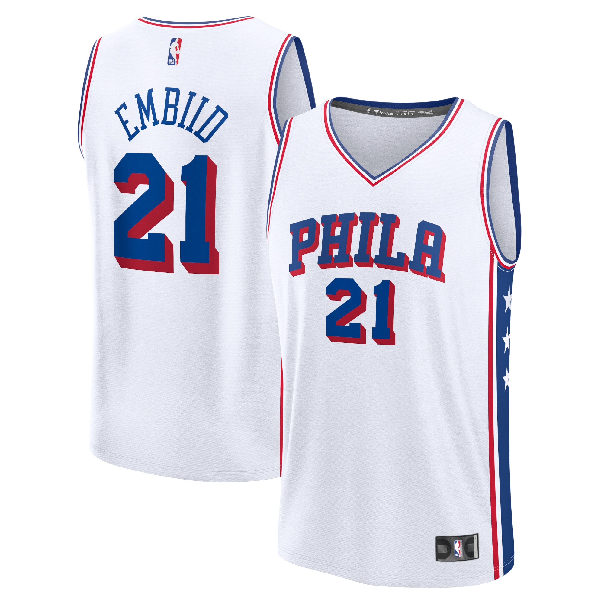 Joel Embiid Philadelphia 76ers Fanatics Fast Break Replica Player Basketball Jersey – Association Edition – White