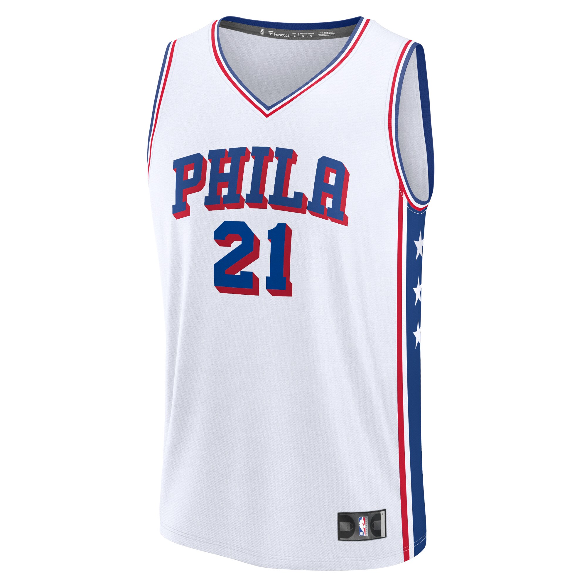 Alternative view of Joel Embiid Philadelphia 76ers Fanatics Fast Break Replica Player Basketball Jersey – Association Edition – White