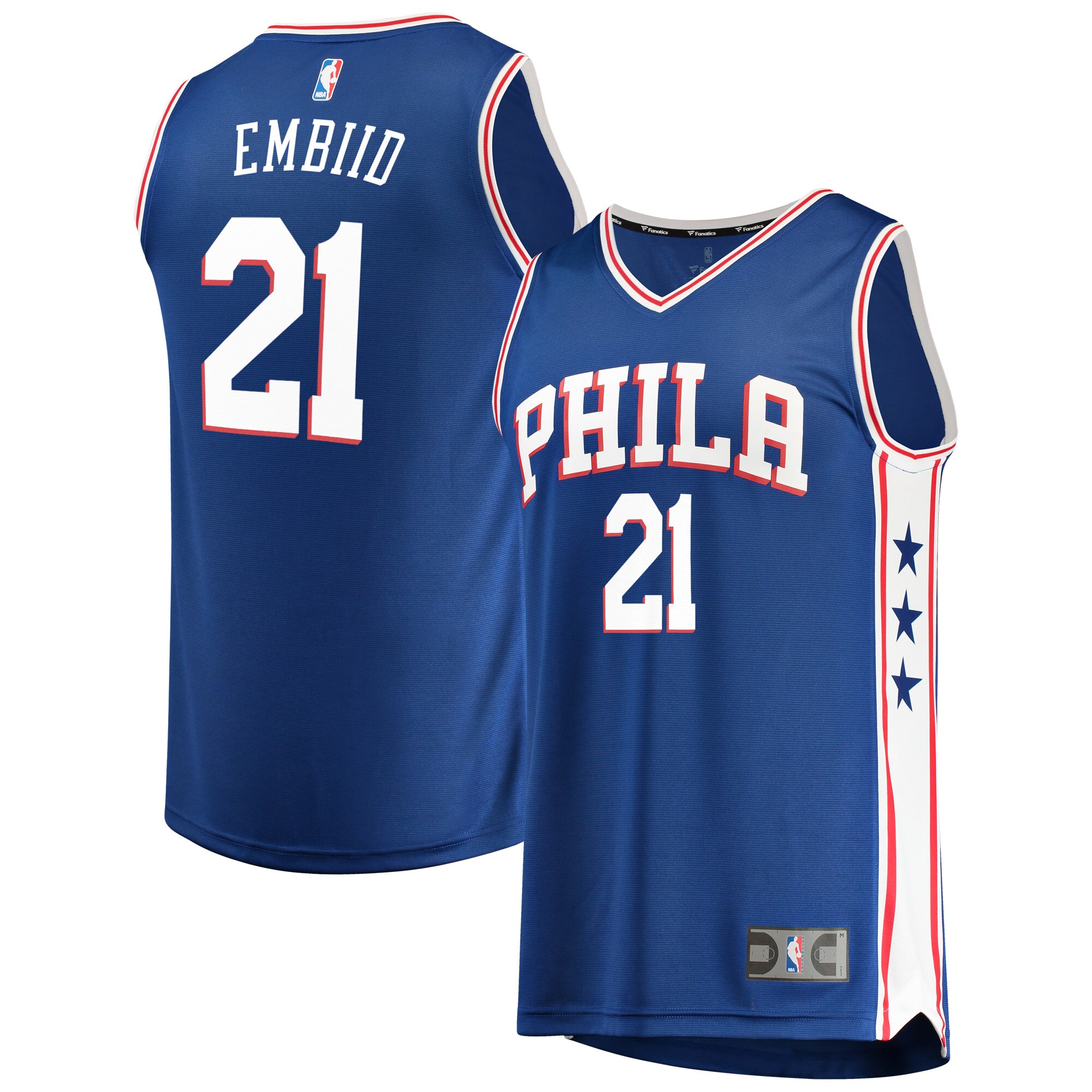 Joel Embiid Philadelphia 76ers Fanatics Fast Break Replica Team Color Player Basketball Jersey Royal - Icon Edition