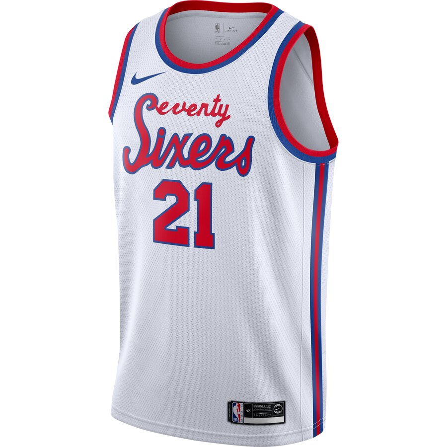 Alternative view of Joel Embiid Philadelphia 76ers Hardwood Classics Finished Swingman Basketball Jersey - White