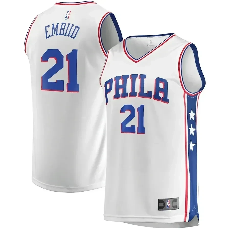 Joel Embiid Philadelphia 76ers Basketball Jersey - Association Edition - White - JS880 