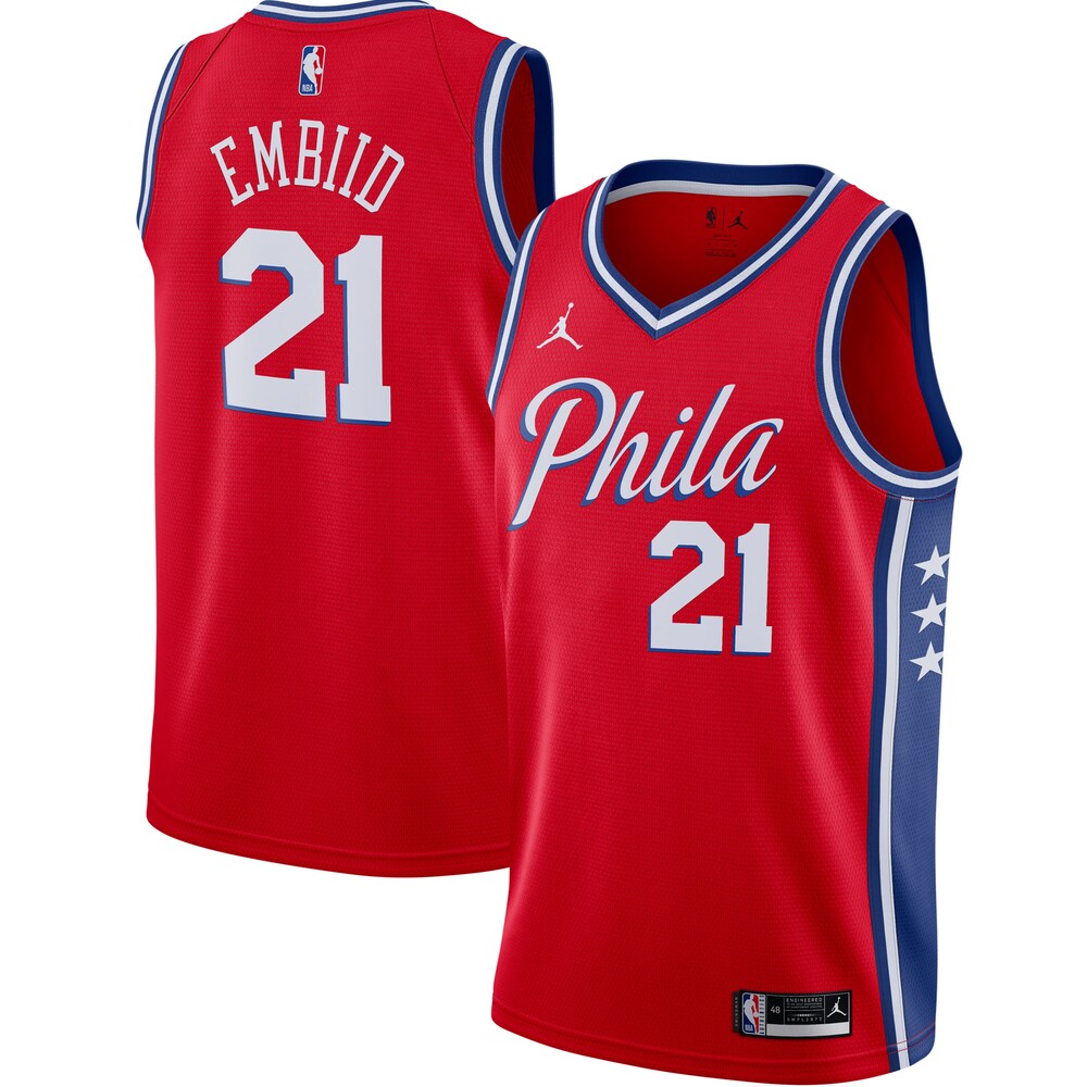 Joel Embiid Philadelphia 76ers Jordan Brand 2020/21 Swingman Basketball Jersey - Statement Edition - Red