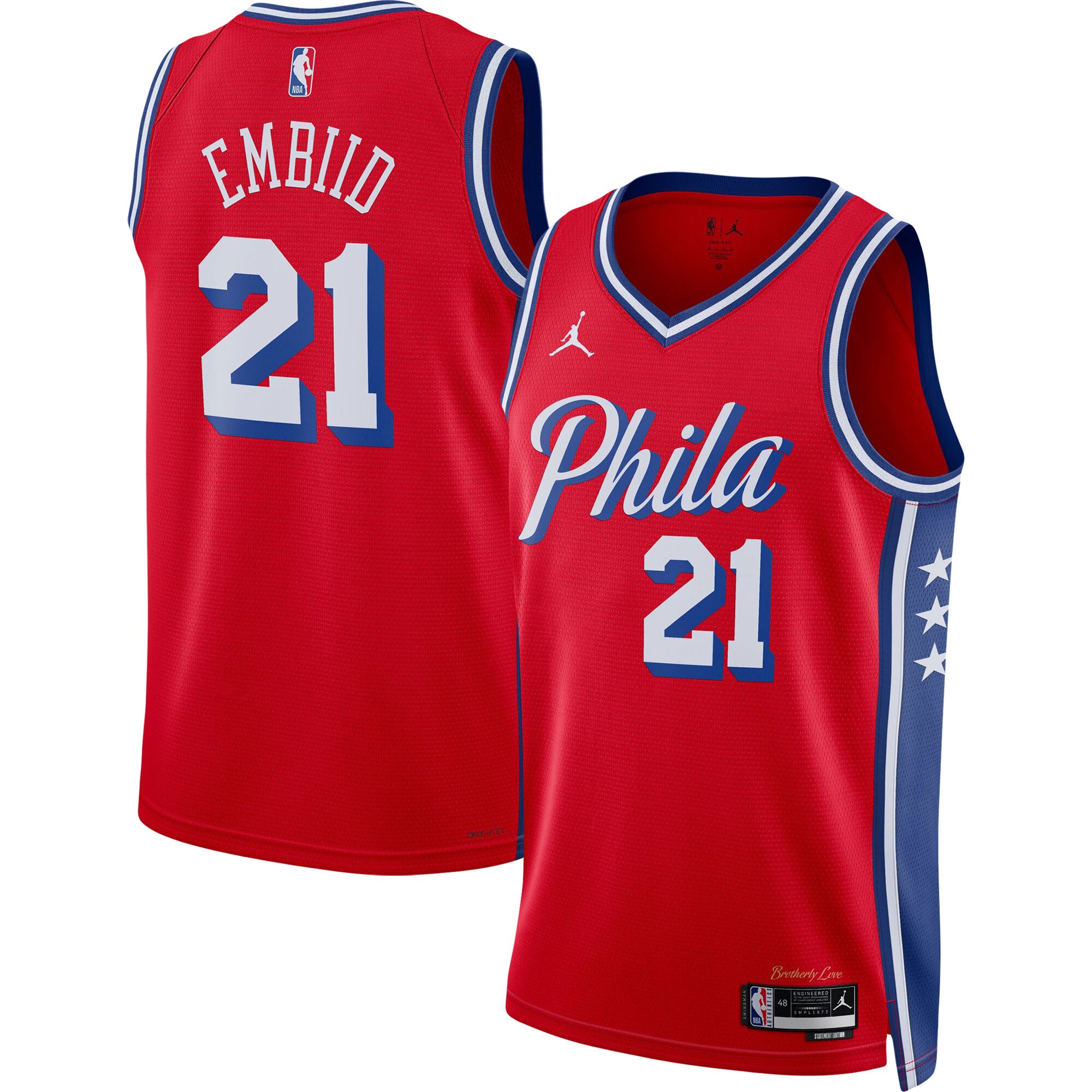 Joel Embiid Philadelphia 76ers Jordan Brand Unisex Swingman Basketball Jersey – Statement Edition – Red