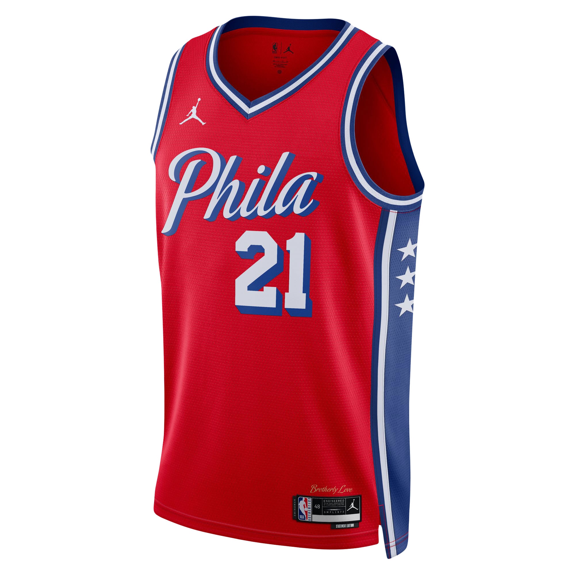 Alternative view of Joel Embiid Philadelphia 76ers Jordan Brand Unisex Swingman Basketball Jersey – Statement Edition – Red