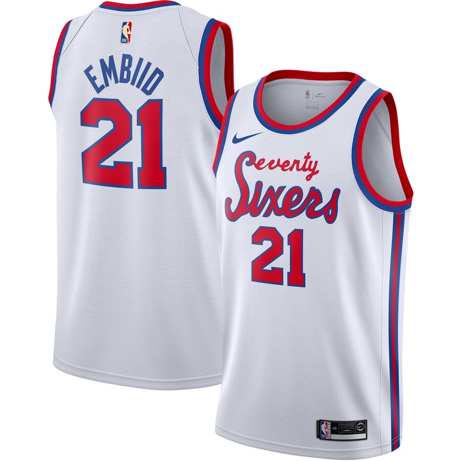 Joel Embiid Philadelphia 76ers Nike Hardwood Classics Finished Swingman Basketball Jersey - White
