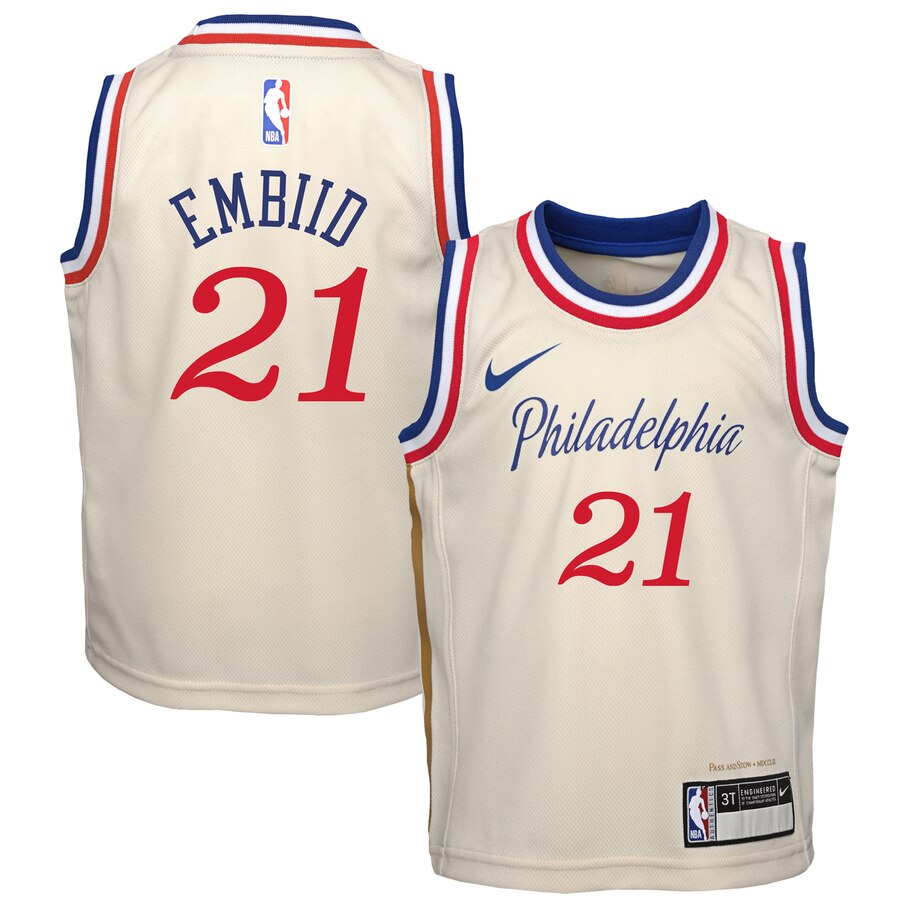 Joel Embiid Philadelphia 76ers Preschool 2019/20 City Edition Replica Basketball Jersey - Cream