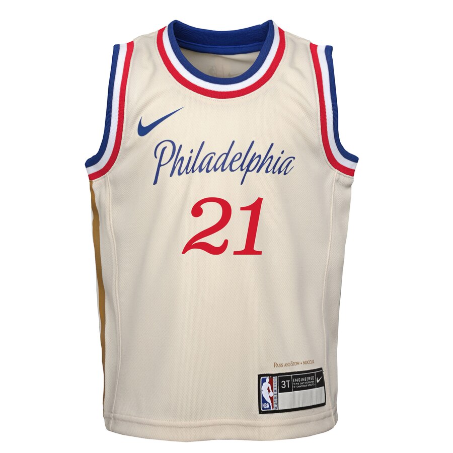 Alternative view of Joel Embiid Philadelphia 76ers Preschool 2019/20 City Edition Replica Basketball Jersey - Cream
