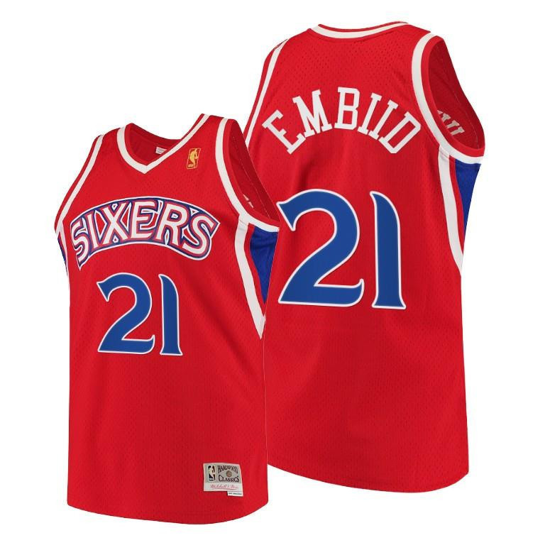 Joel Embiid Philadelphia 76ers Red Throwback 90s Basketball Jersey HWC Swingman - Men Basketball Jersey - JS574 