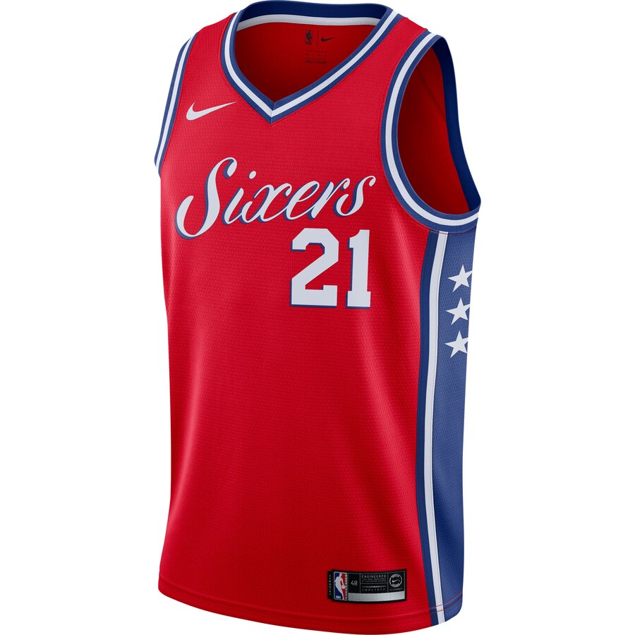 Alternative view of Joel Embiid Philadelphia 76ers Swingman Basketball Jersey - Statement Edition - Red