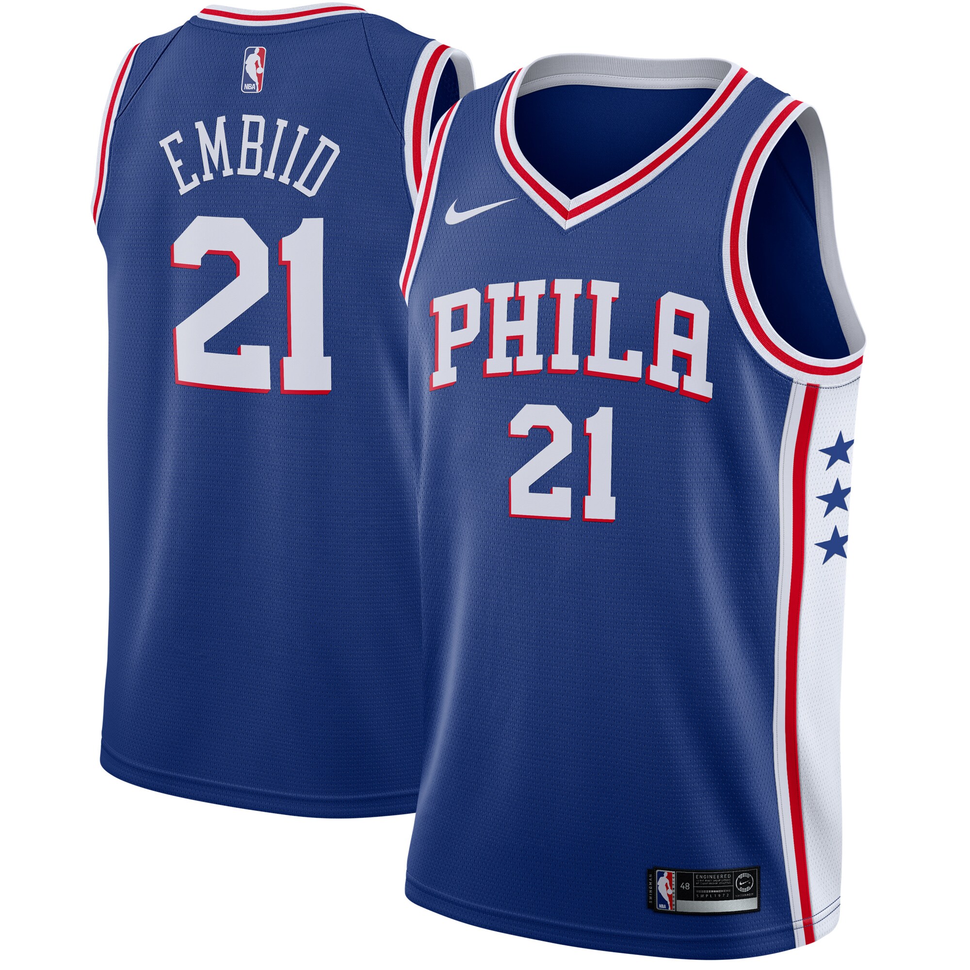 Joel Embiid Philadelphia 76ers Swingman Basketball Jersey Royal – Icon Edition