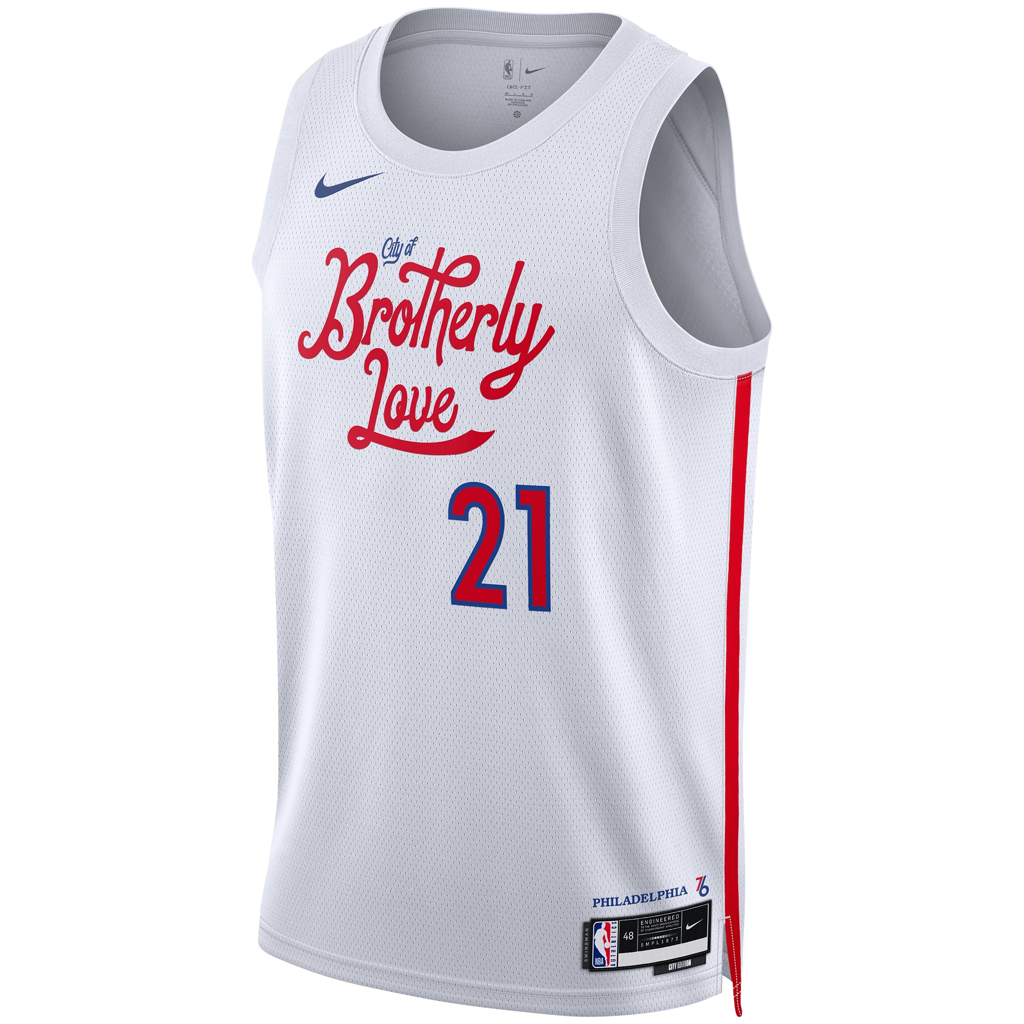 Alternative view of Joel Embiid Philadelphia 76ers Unisex 2022/23 Swingman Basketball Jersey – City Edition – White