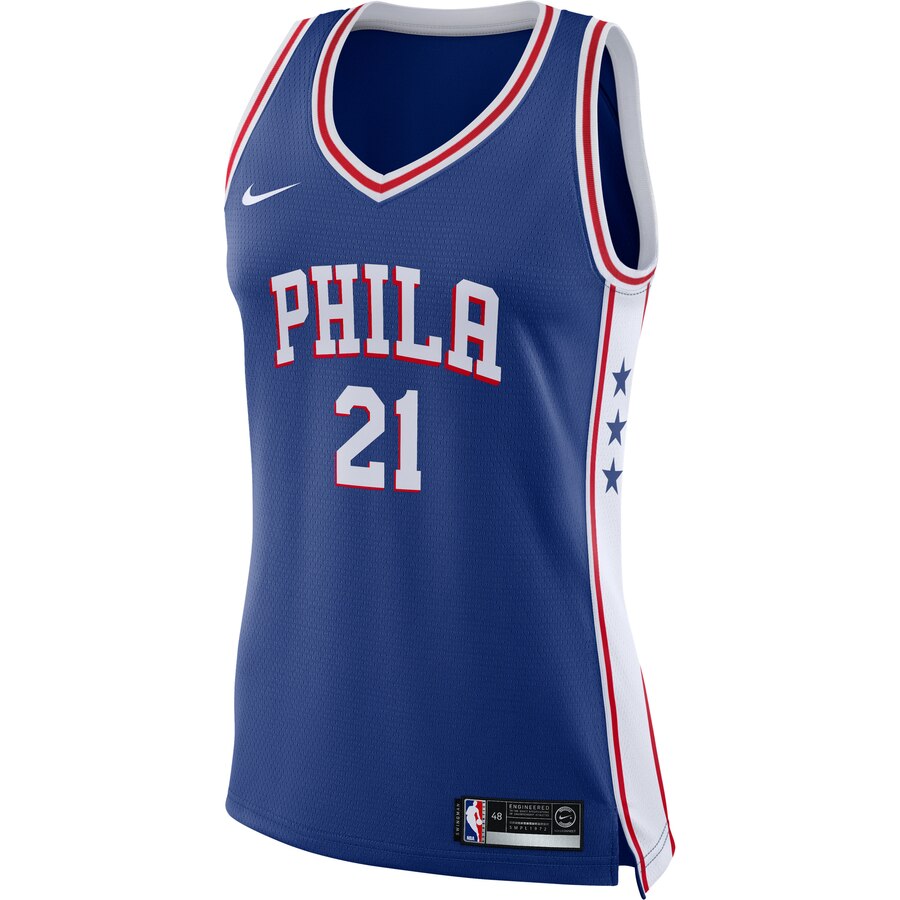 Alternative view of Joel Embiid Philadelphia 76ers Women's Swingman Basketball Jersey Royal - Icon Edition