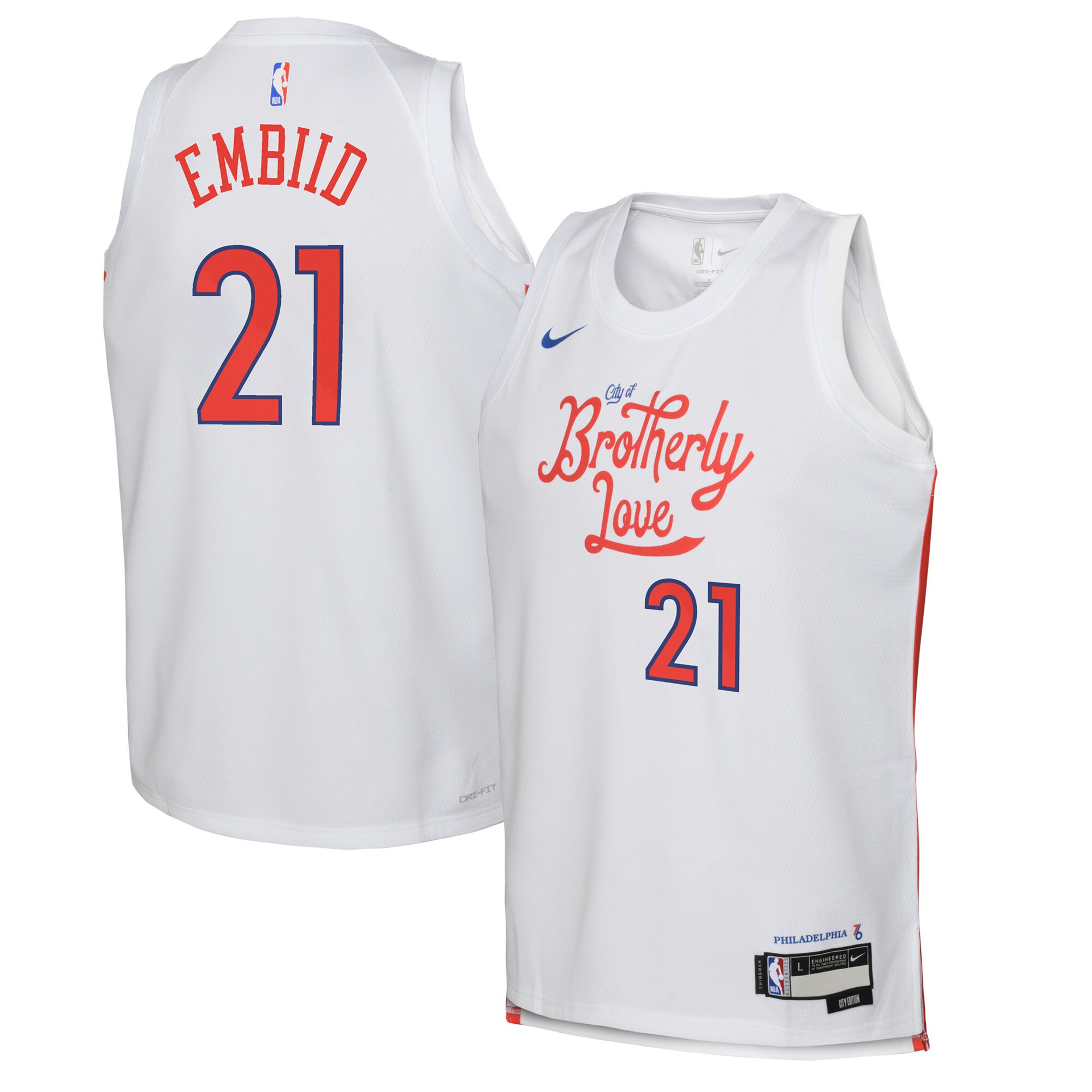 Joel Embiid Philadelphia 76ers Youth 2022/23 Swingman Basketball Jersey – City Edition – White