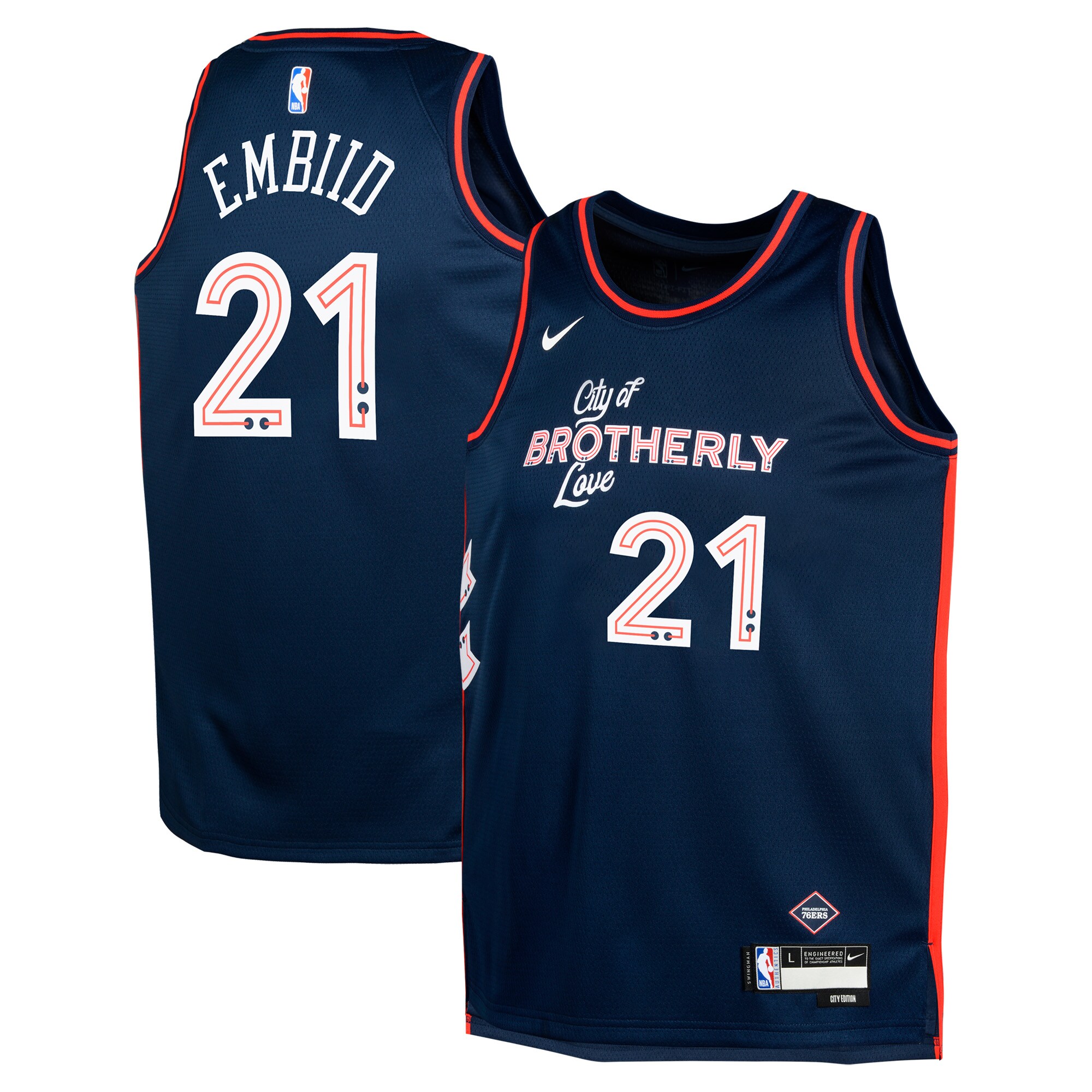 Joel Embiid Philadelphia 76ers Youth Swingman Replica Basketball Jersey - City Edition - Navy