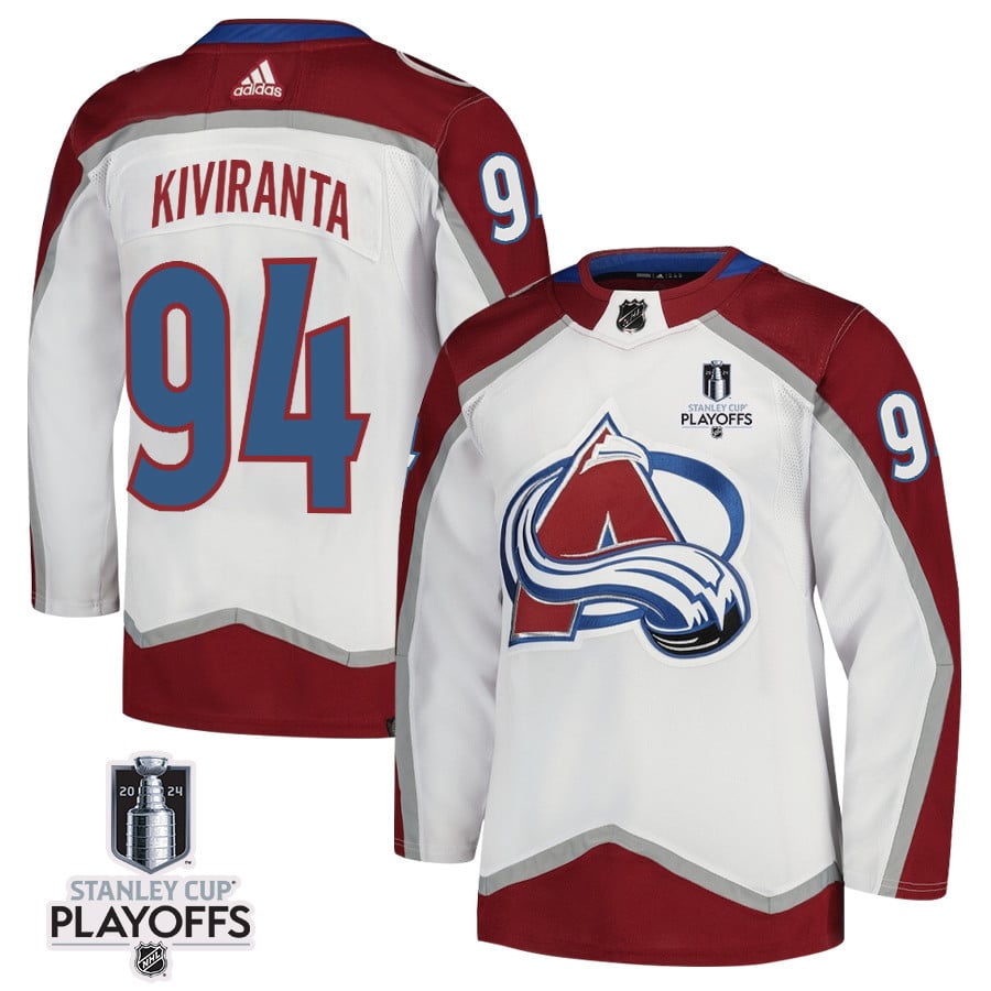 Joel Kiviranta 94 Colorado Avalanche 2024 NHL Playoffs Patch Away Hockey Jersey - Men, White - JS759 