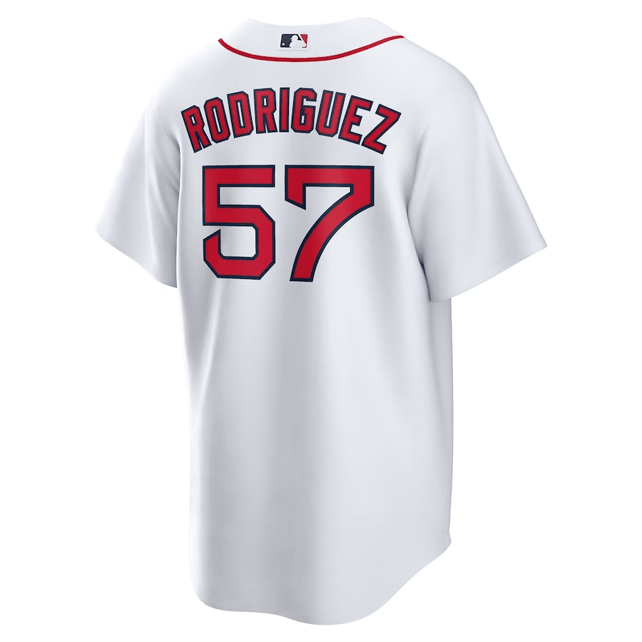 Alternative view of Joely Rodríguez 57 Boston Red Sox Home Men Baseball Jersey - White
